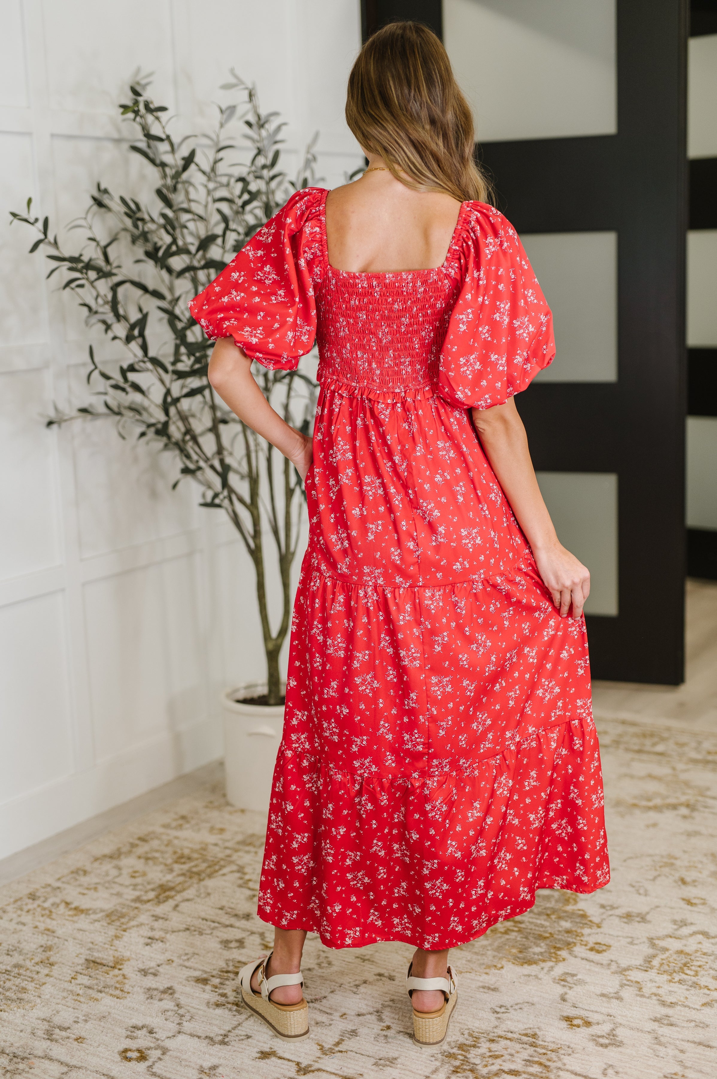Petals & Promises V-Neck Dress • Red