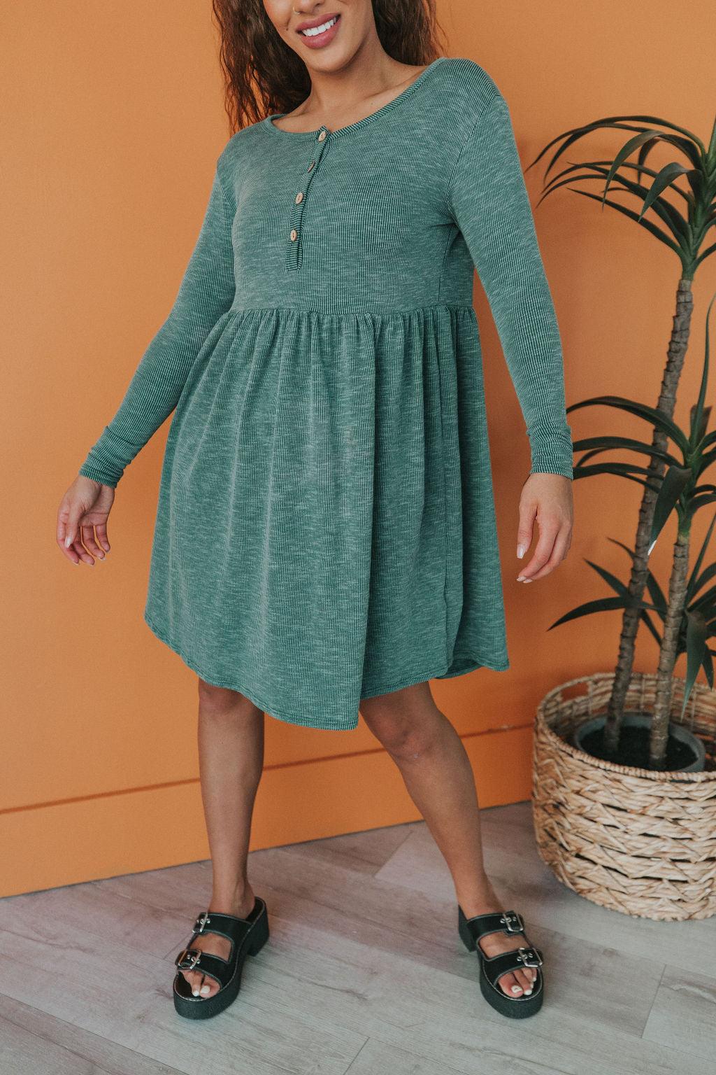 Raquel Henley Dress • Green - Atomic Wildflower