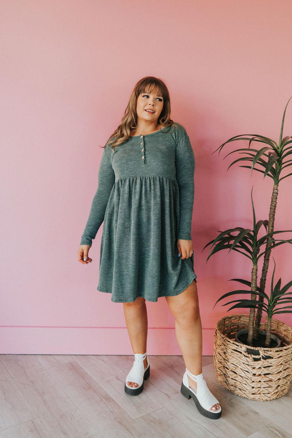 Raquel Henley Dress • Green - Atomic Wildflower