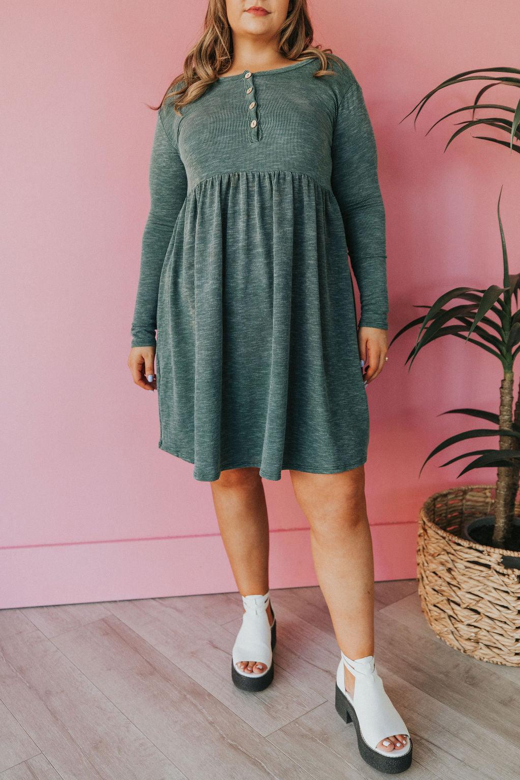 Raquel Henley Dress • Green - Atomic Wildflower