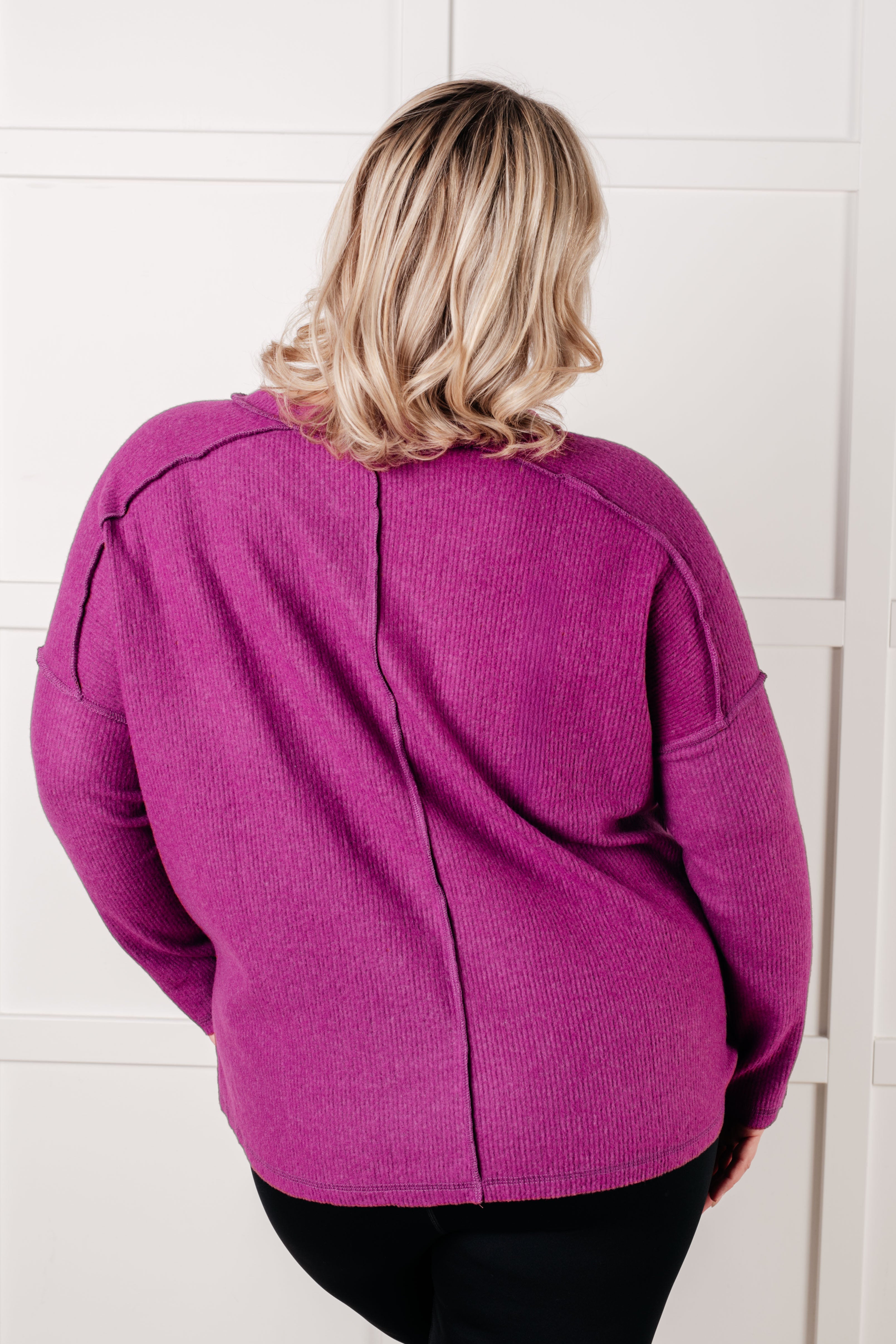 Simply Basic Ribbed Hacci Sweater • Light Plum