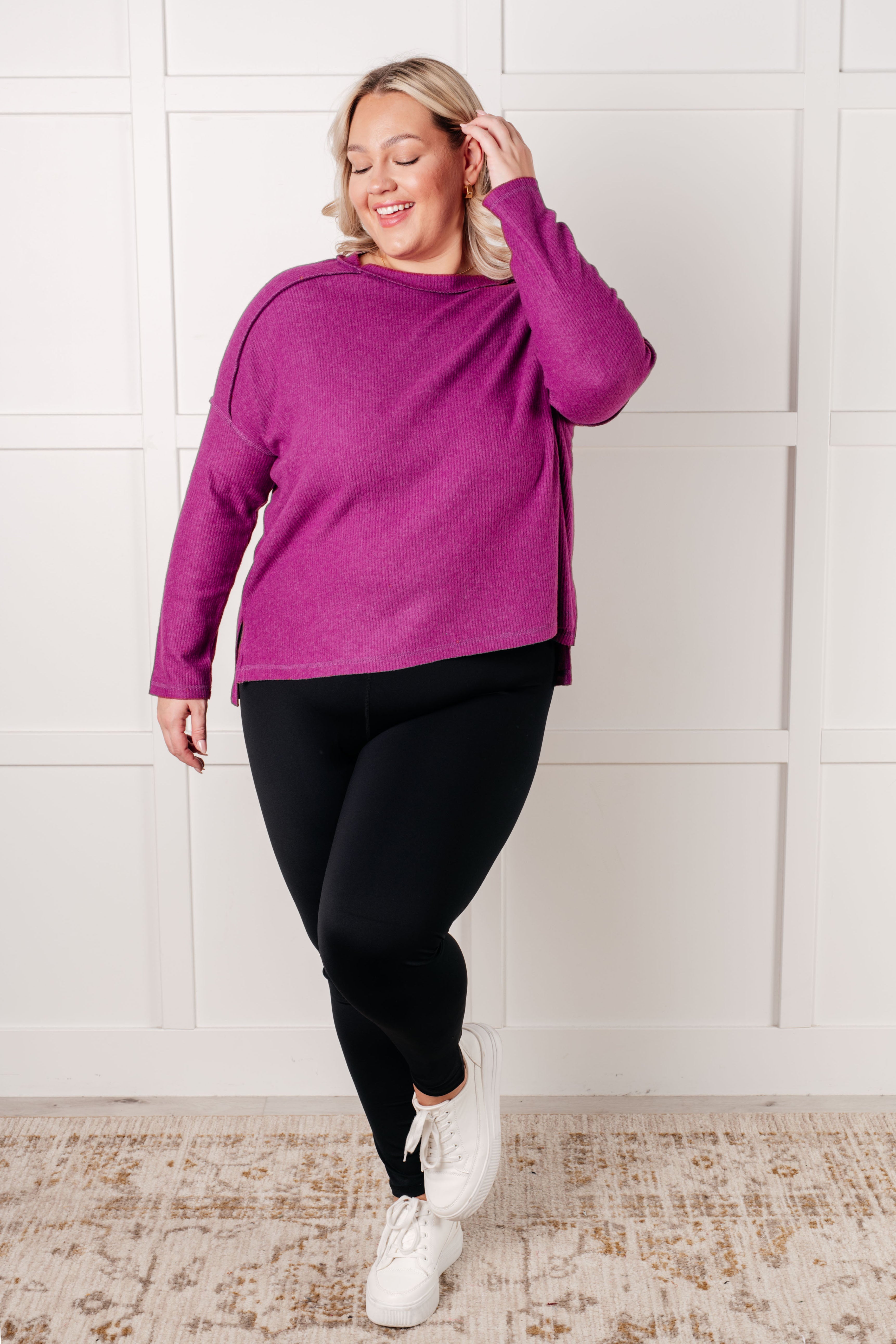 Simply Basic Ribbed Hacci Sweater • Light Plum