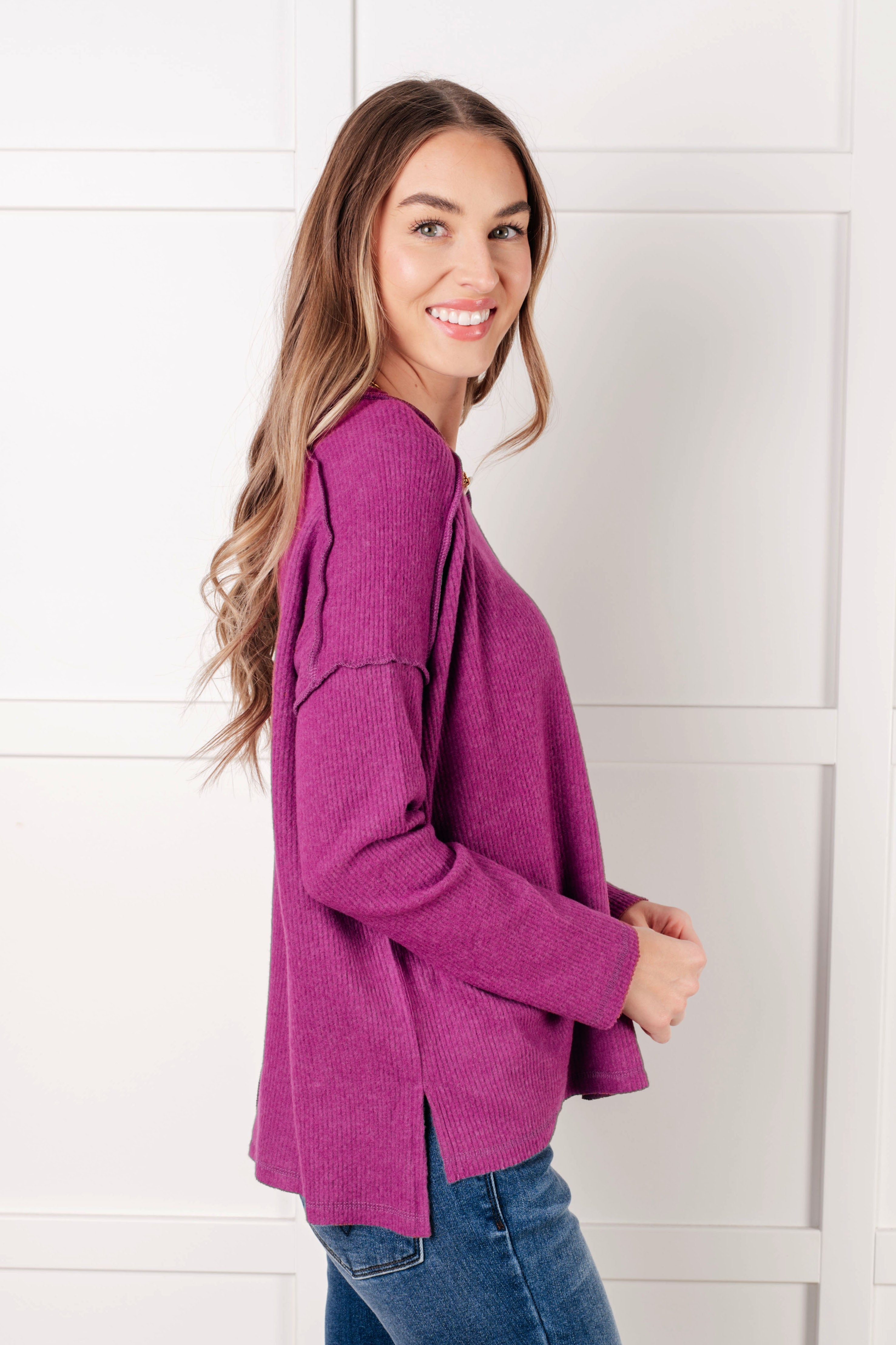 Simply Basic Ribbed Hacci Sweater • Light Plum