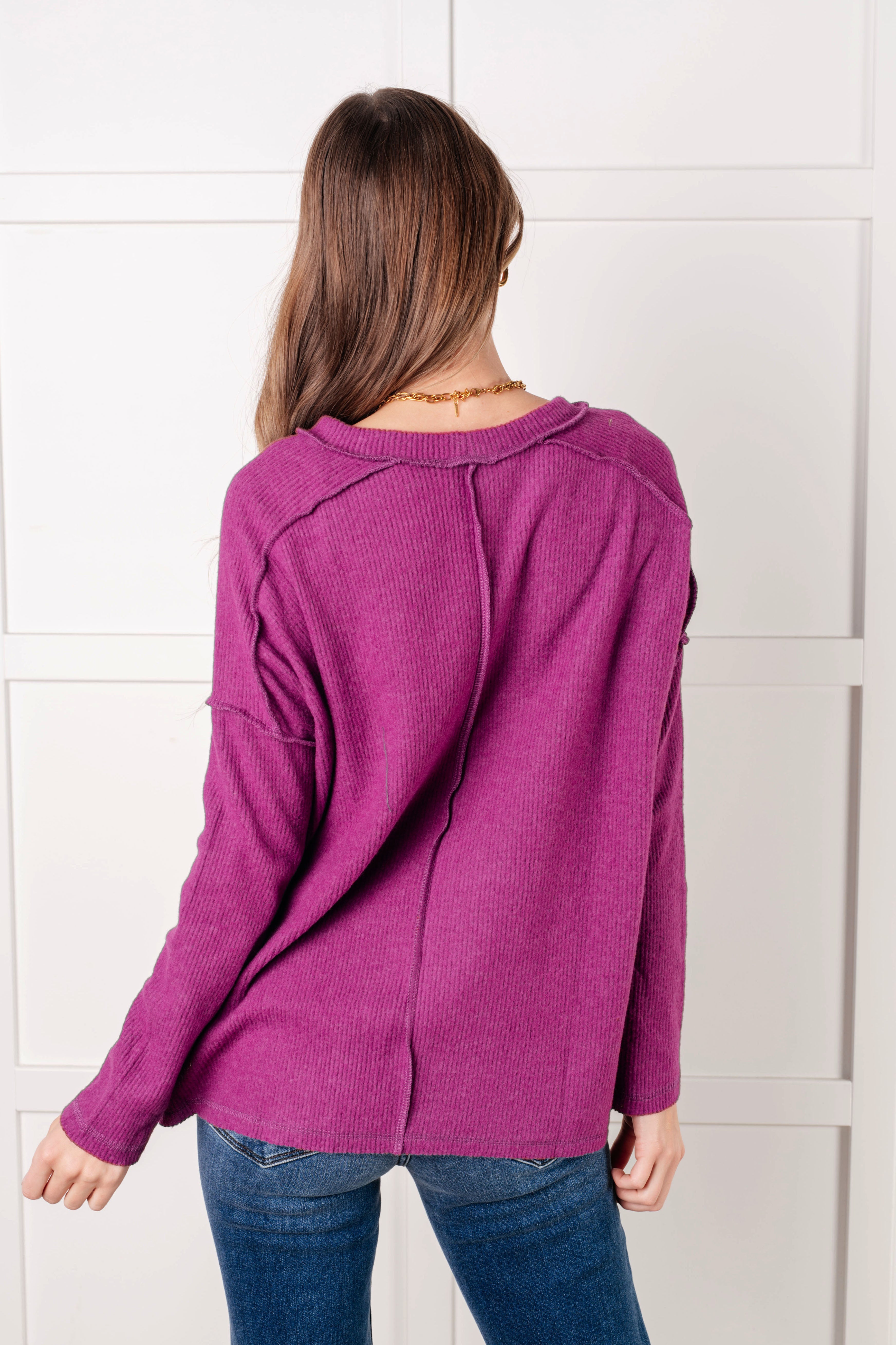 Simply Basic Ribbed Hacci Sweater • Light Plum