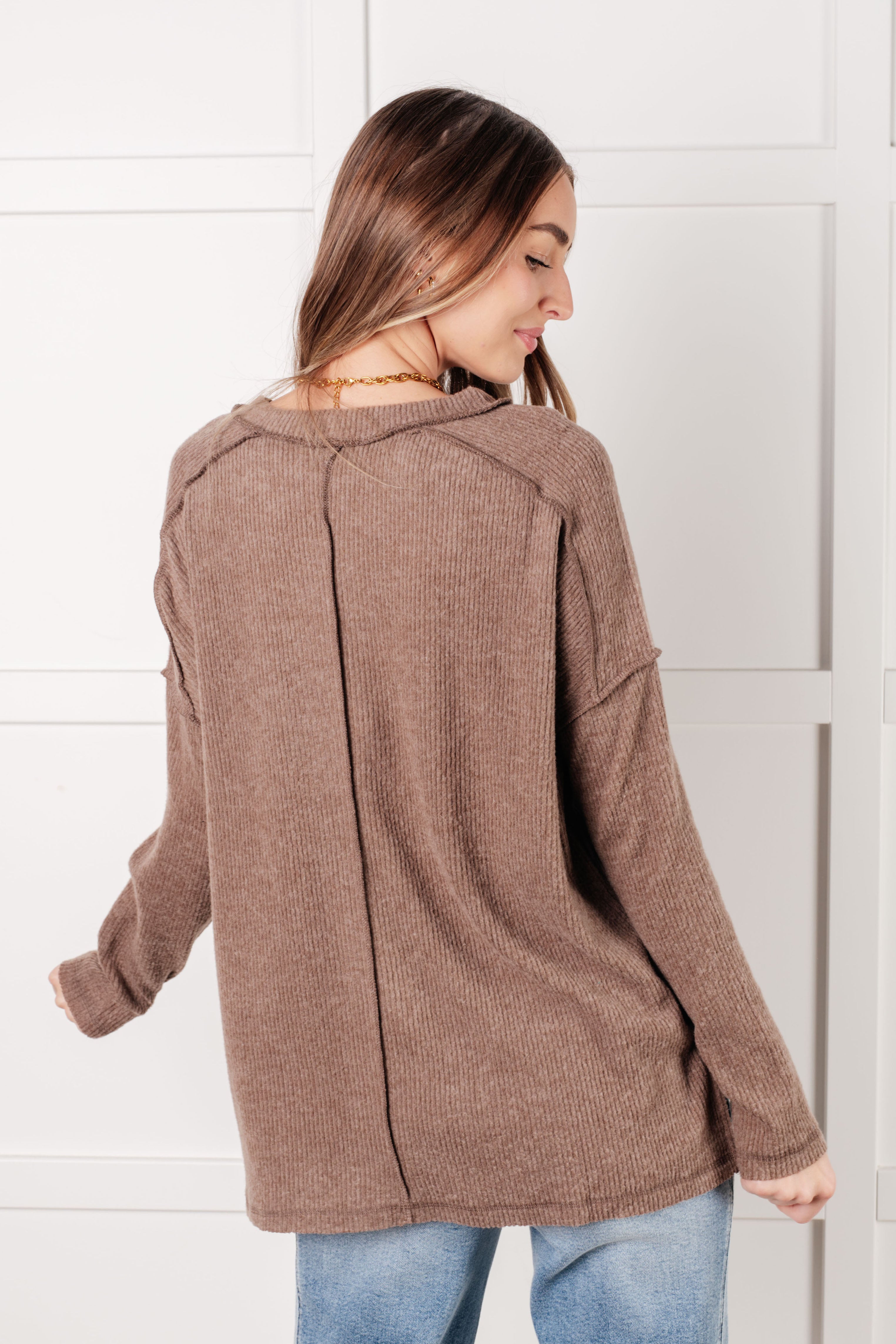 Simply Basic Ribbed Hacci Sweater • Mocha