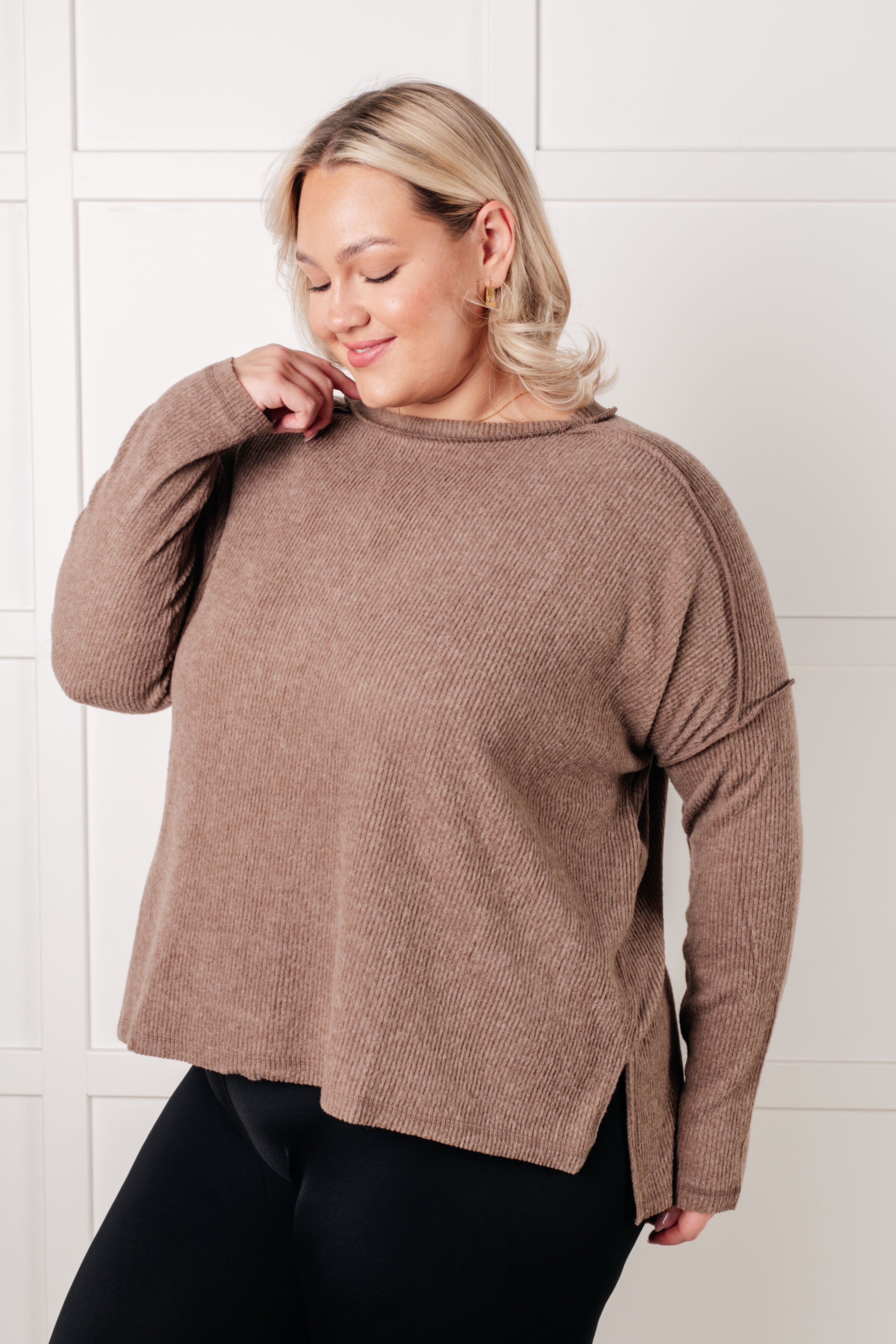 Simply Basic Ribbed Hacci Sweater • Mocha