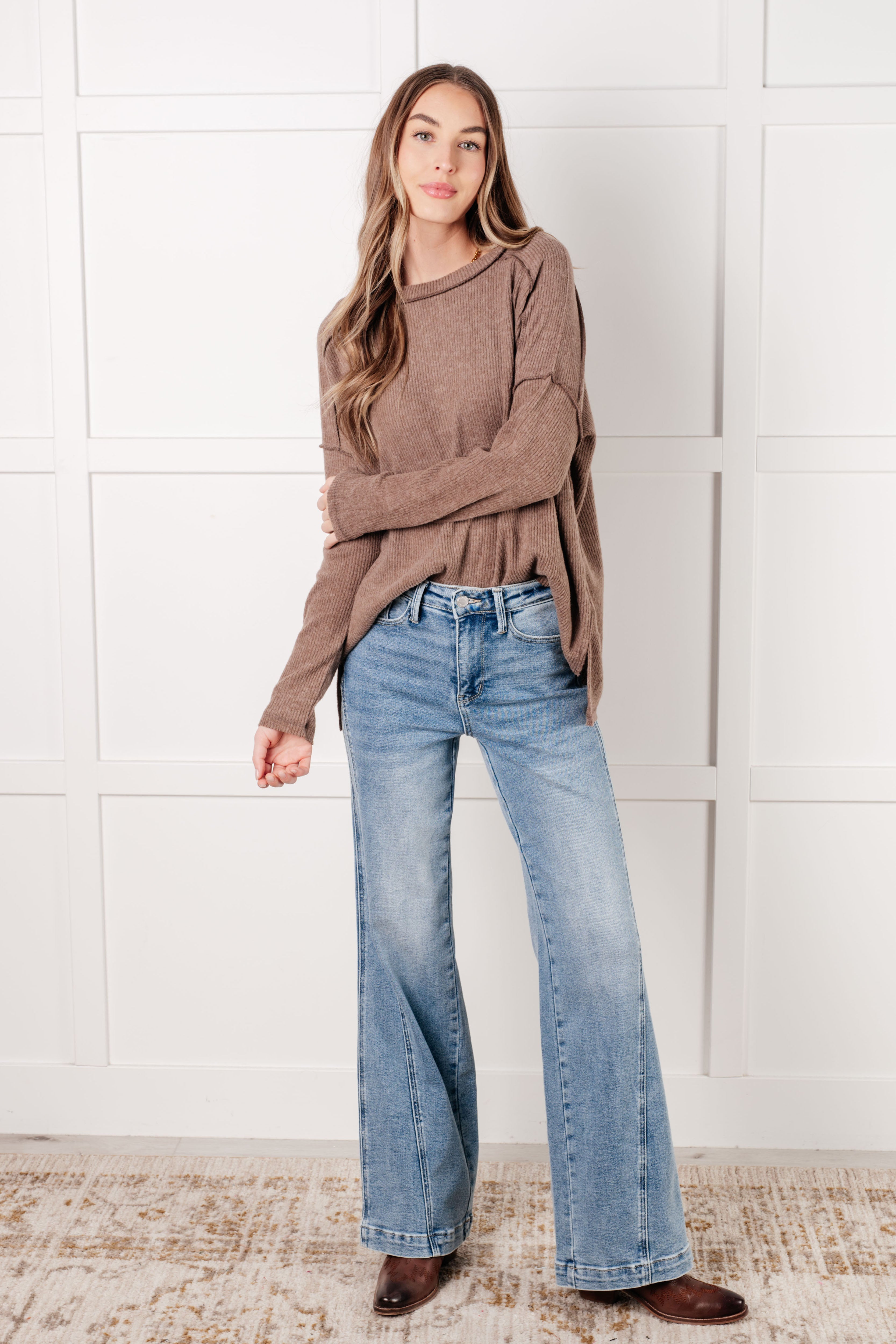 Simply Basic Ribbed Hacci Sweater • Mocha