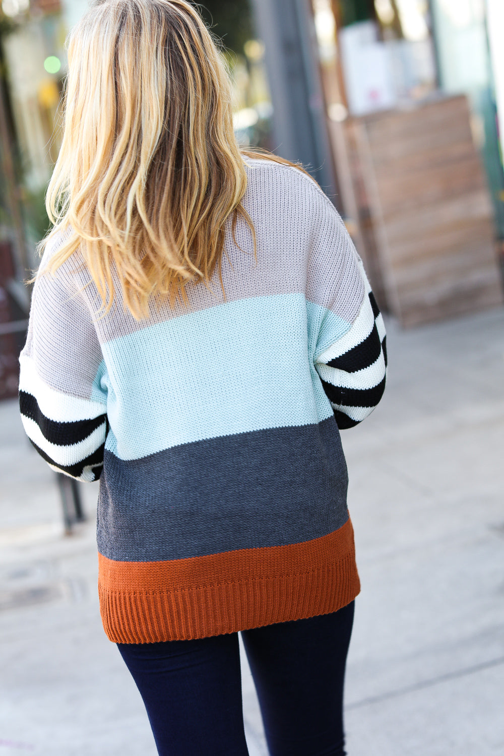 Mix In Bubble Sleeve Oversized Sweater