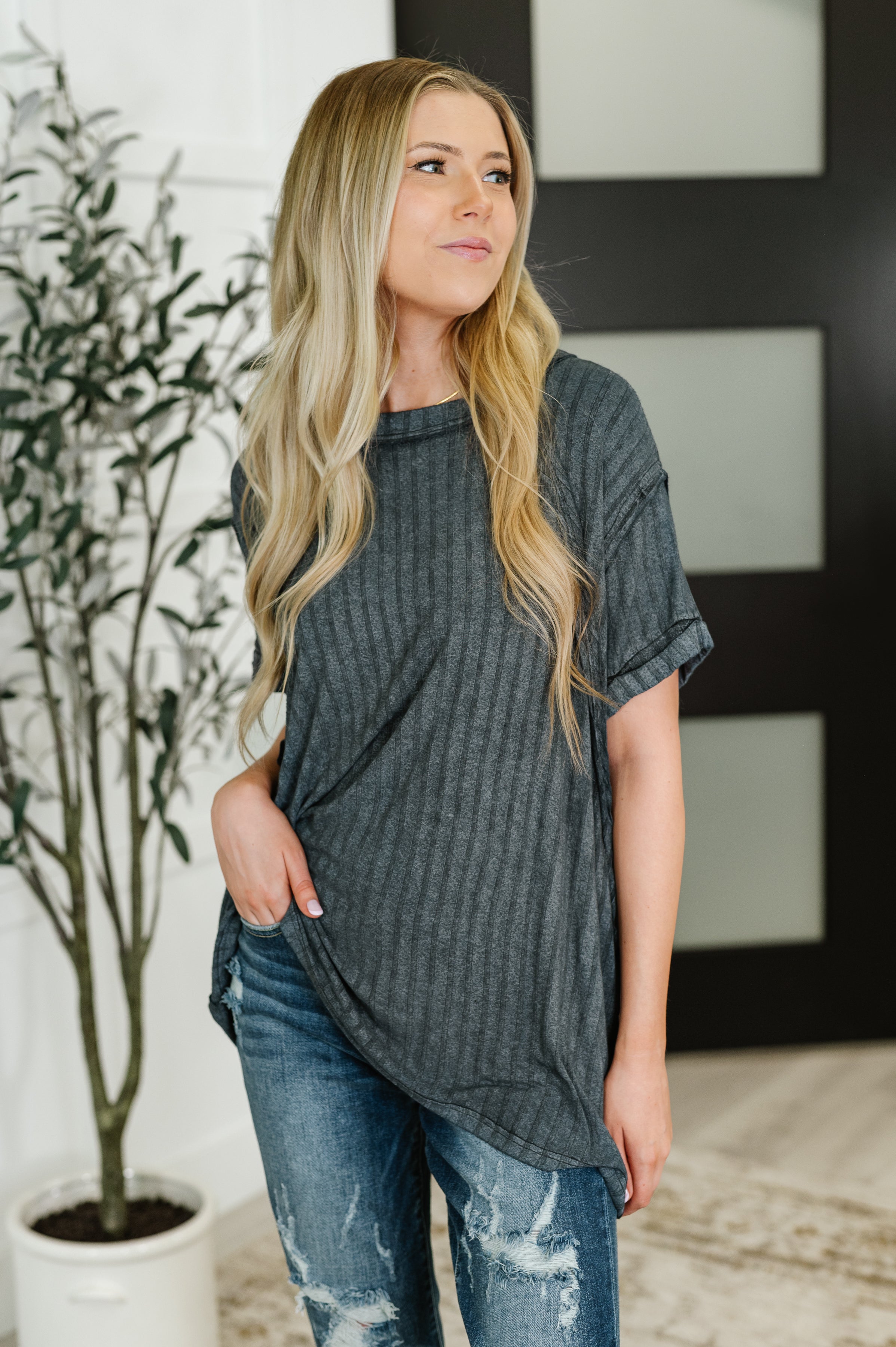 Sunday's Bestie Mineral Wash Top • Ash Black