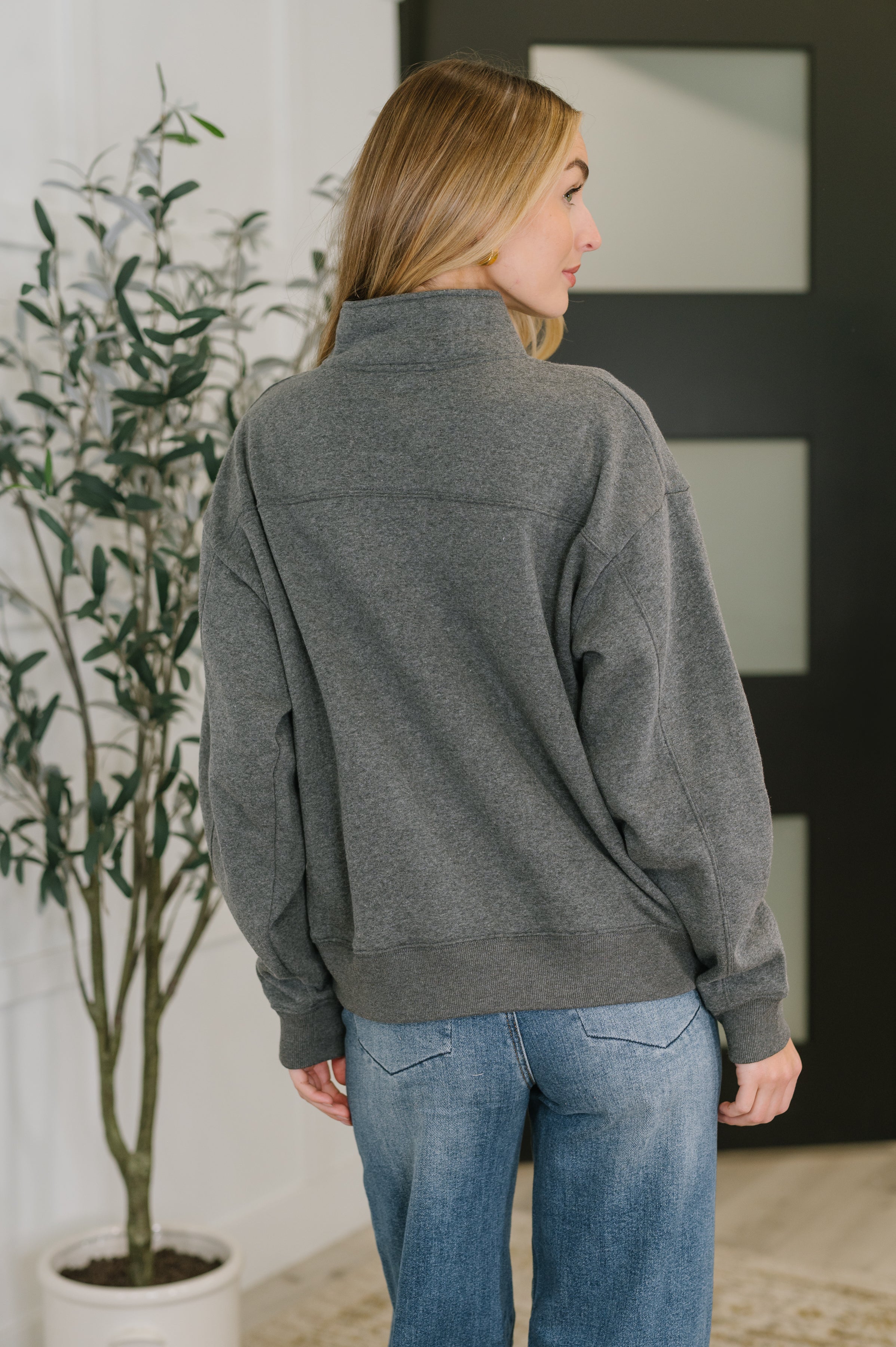 Sweater Weather Half Zip High Neck Pullover • Charcoal