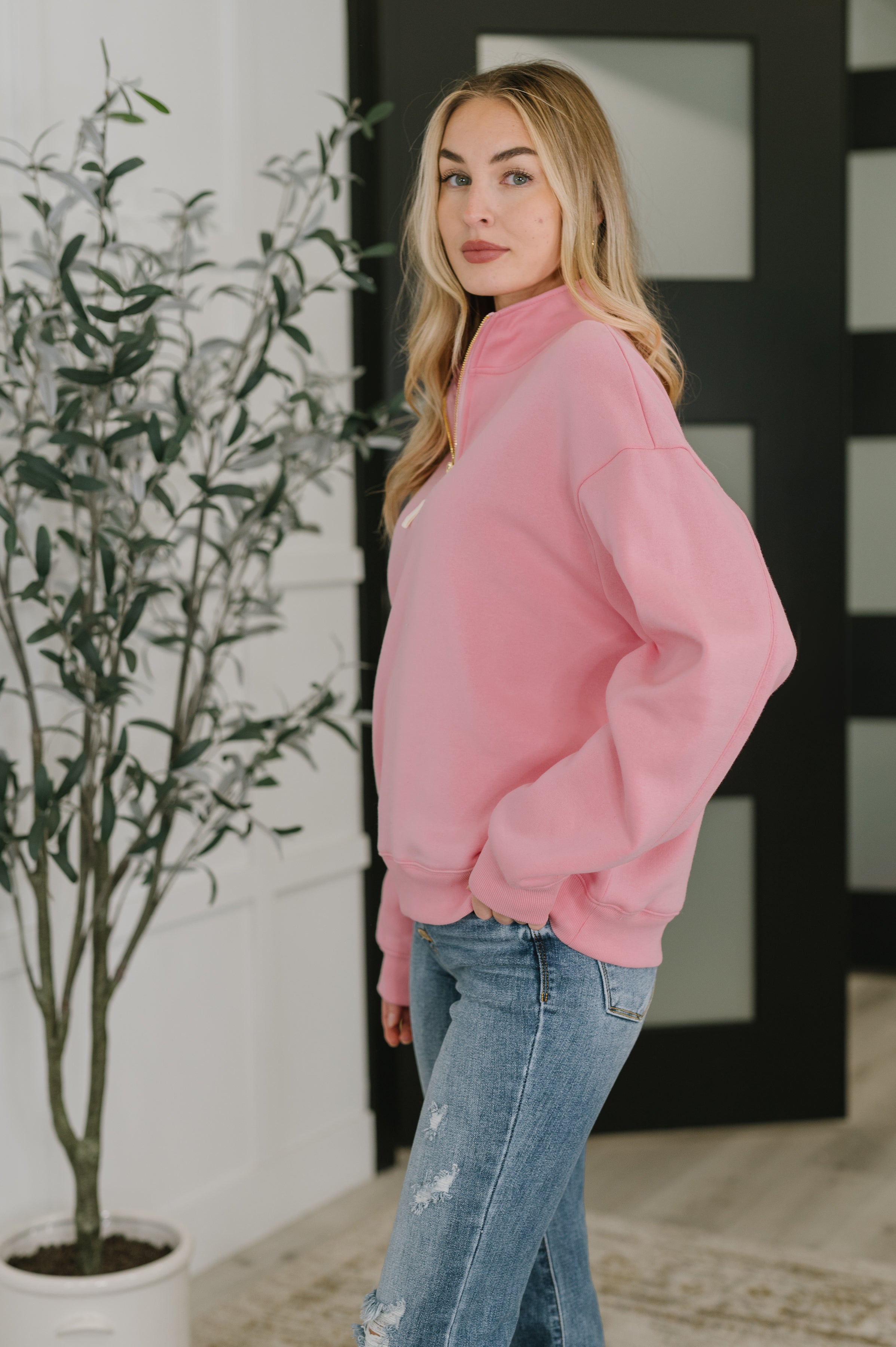 Sweater Weather Half Zip High Neck Pullover • Dark Pink