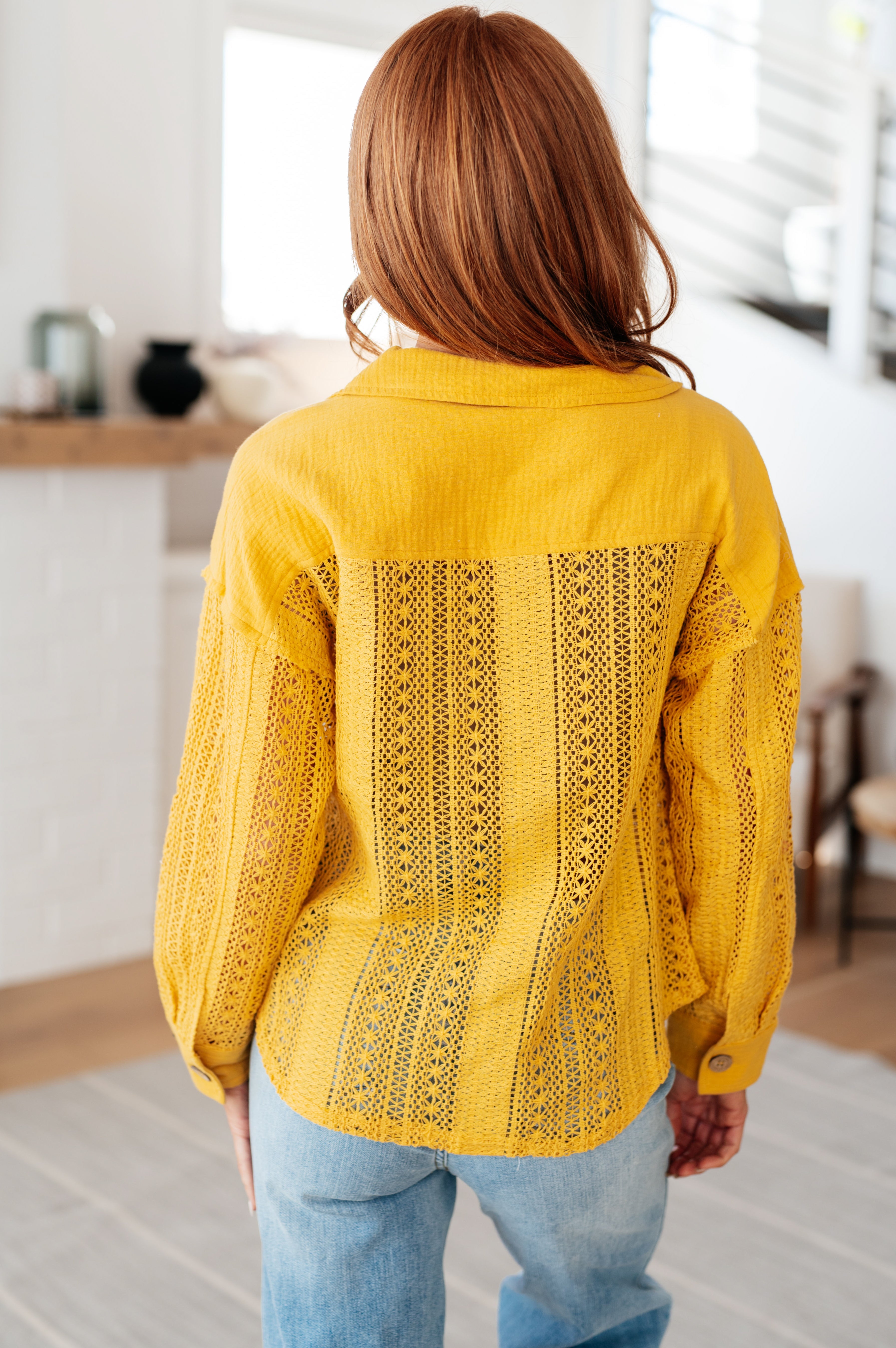 Sweeter Than Nectar Lace Button Down • Honey