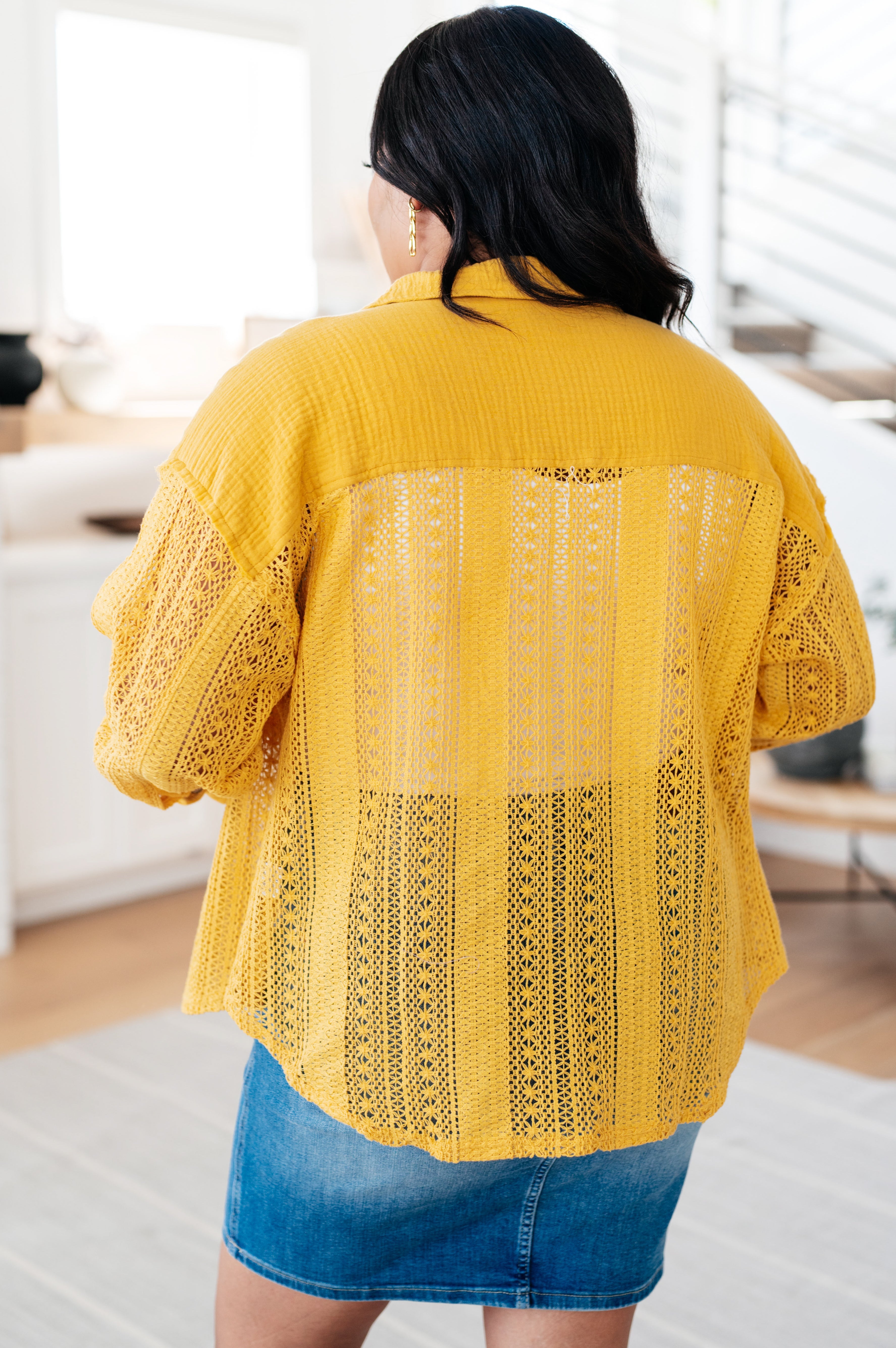 Sweeter Than Nectar Lace Button Down • Honey