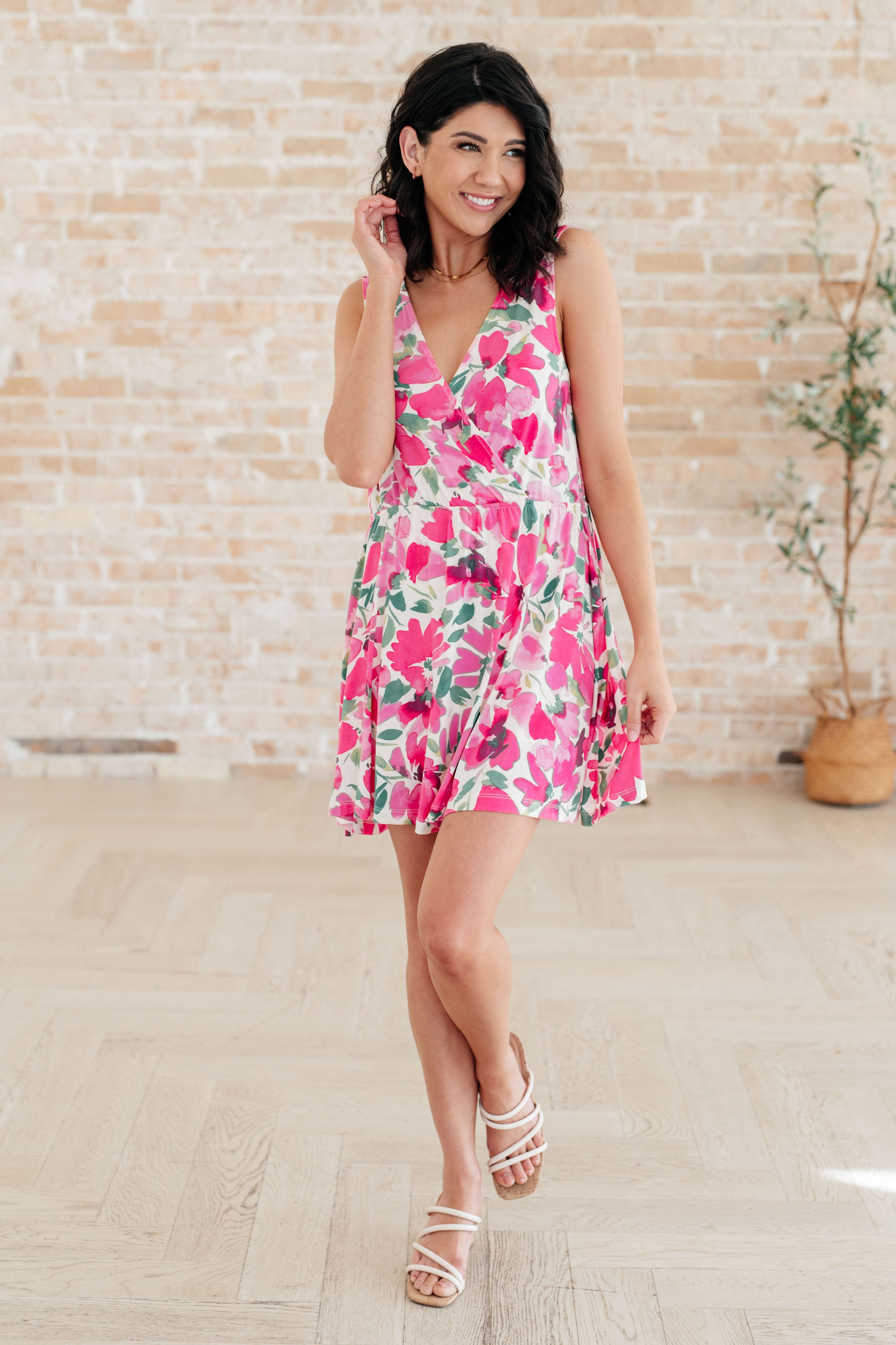 The Sun's Been Quite Kind V-Neck Dress • Pink