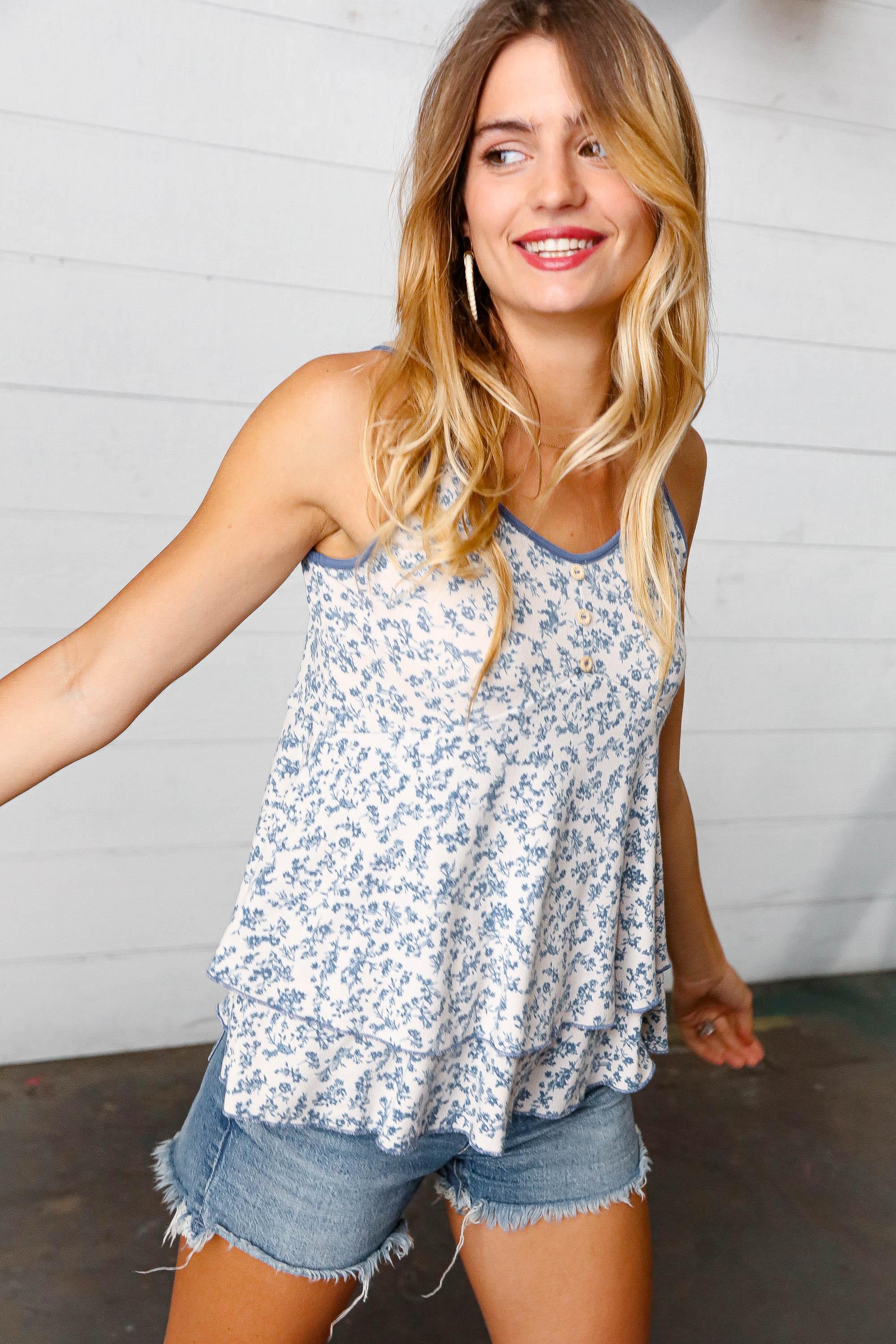 Sundown Floral Babydoll Top - Atomic Wildflower