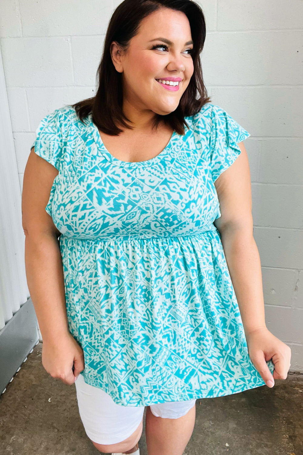 Feelin’ Fresh Ruffle Short Sleeve Babydoll Top - Atomic Wildflower