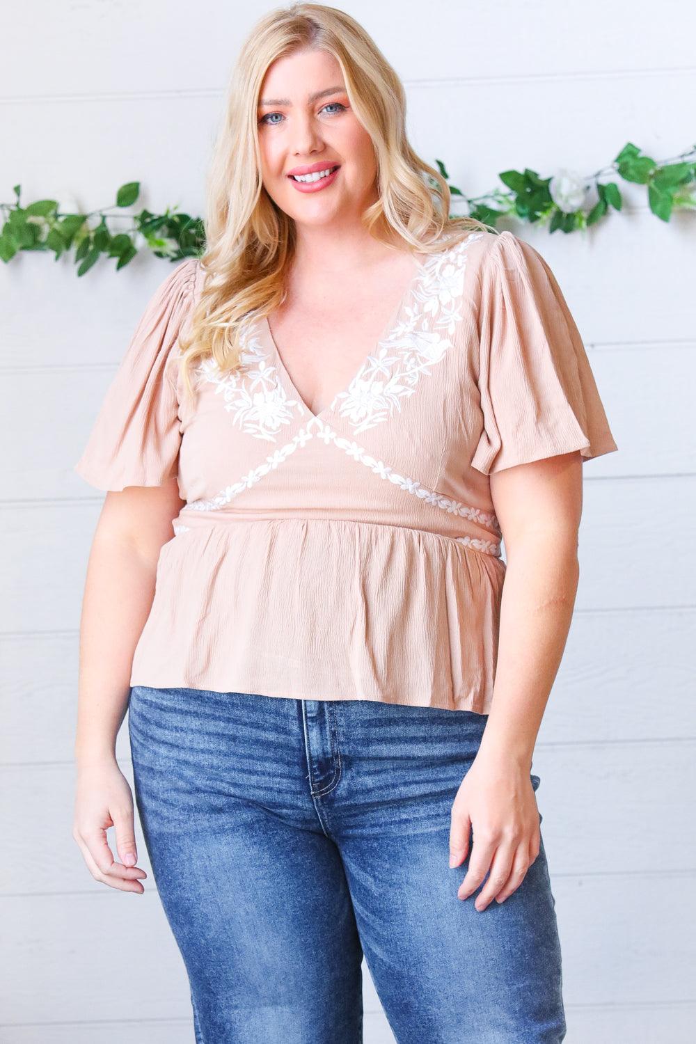 Lille Embroidered Babydoll Top - Atomic Wildflower