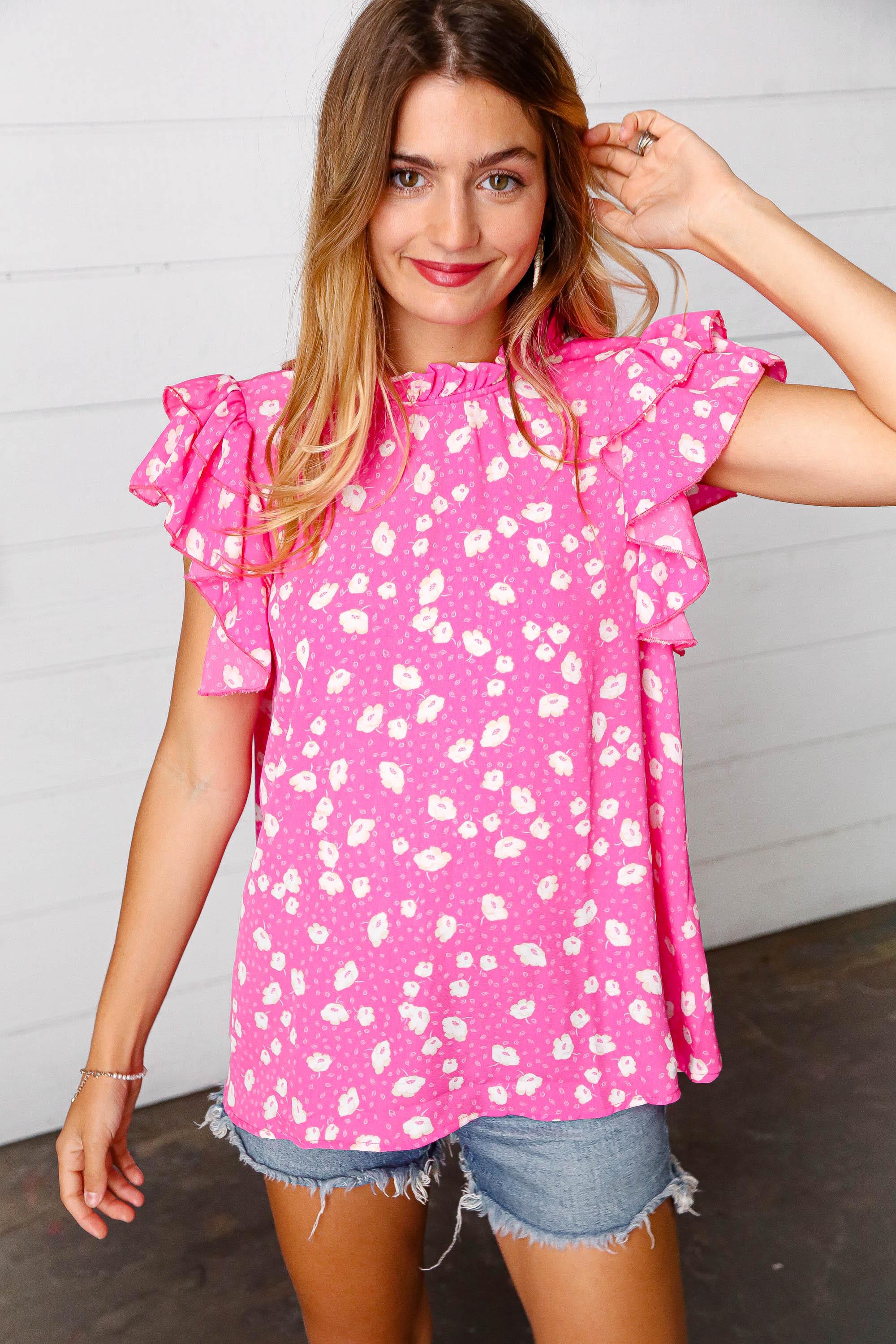 Everything’s Rosie Double Flutter Sleeve Top - Atomic Wildflower