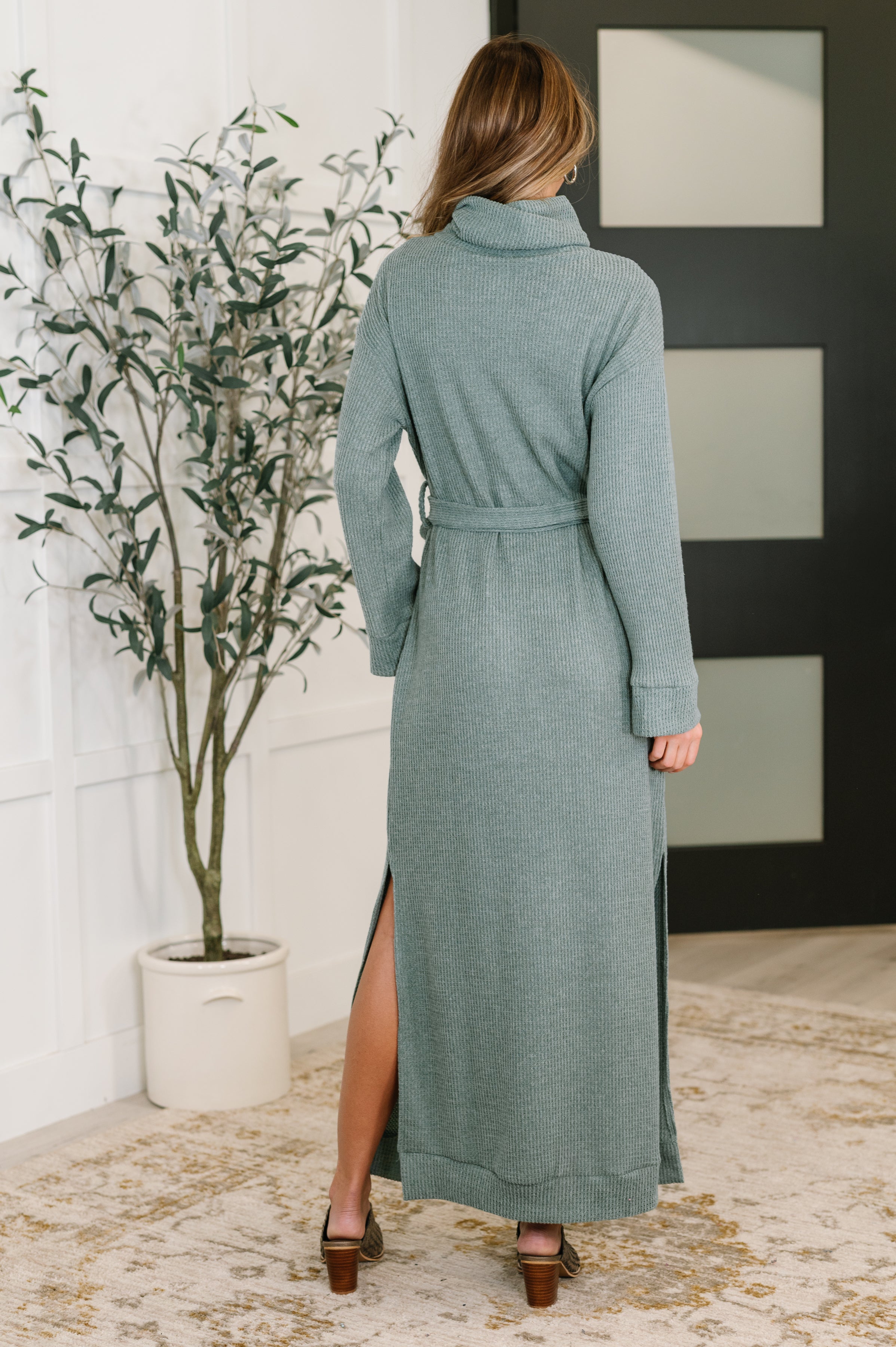 Travel Plush Knit Dress • Soft Teal