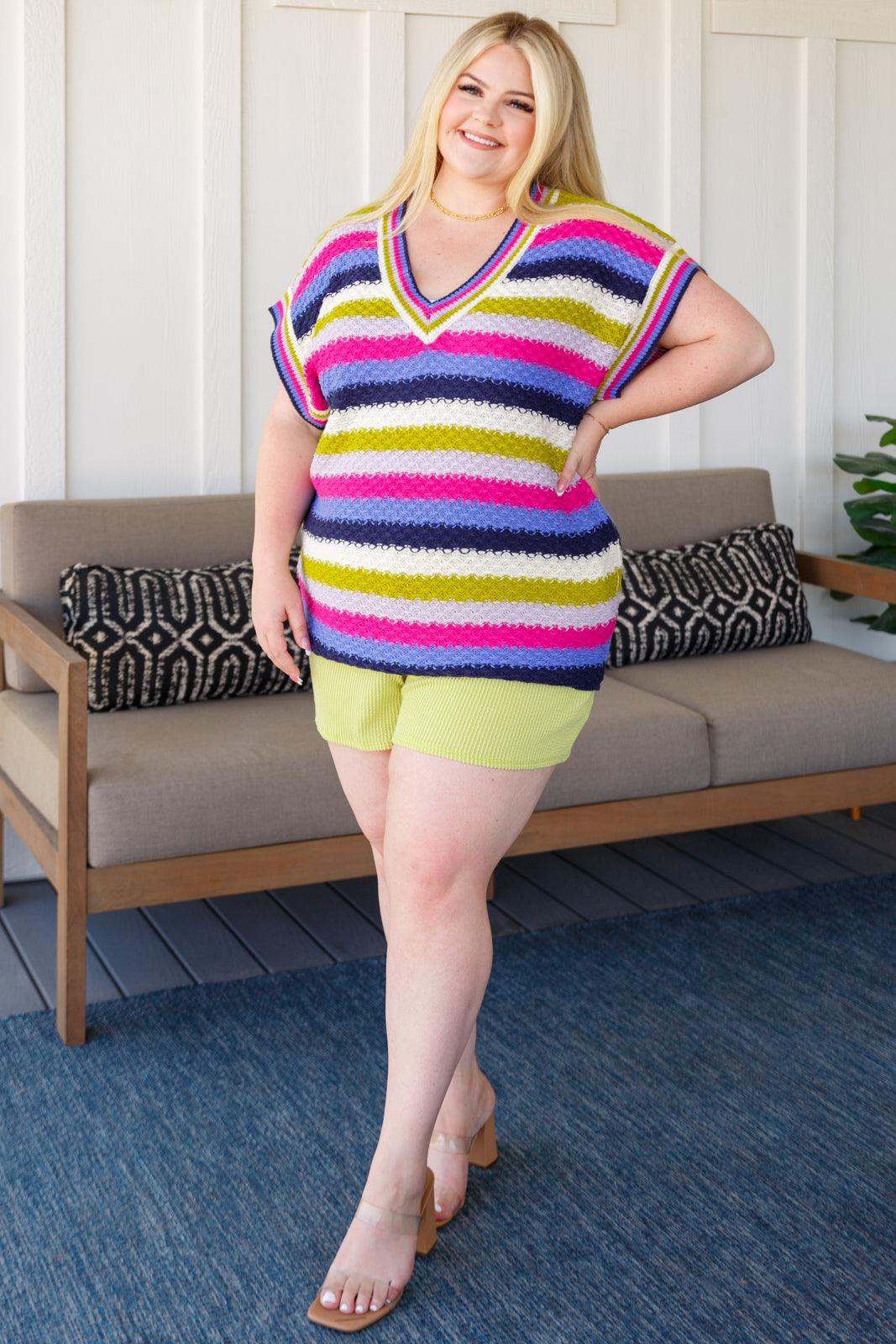 Two's Company Ribbed Shorts - Atomic Wildflower