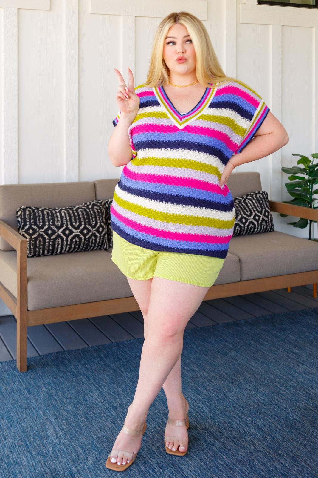 Two's Company Ribbed Shorts - Atomic Wildflower