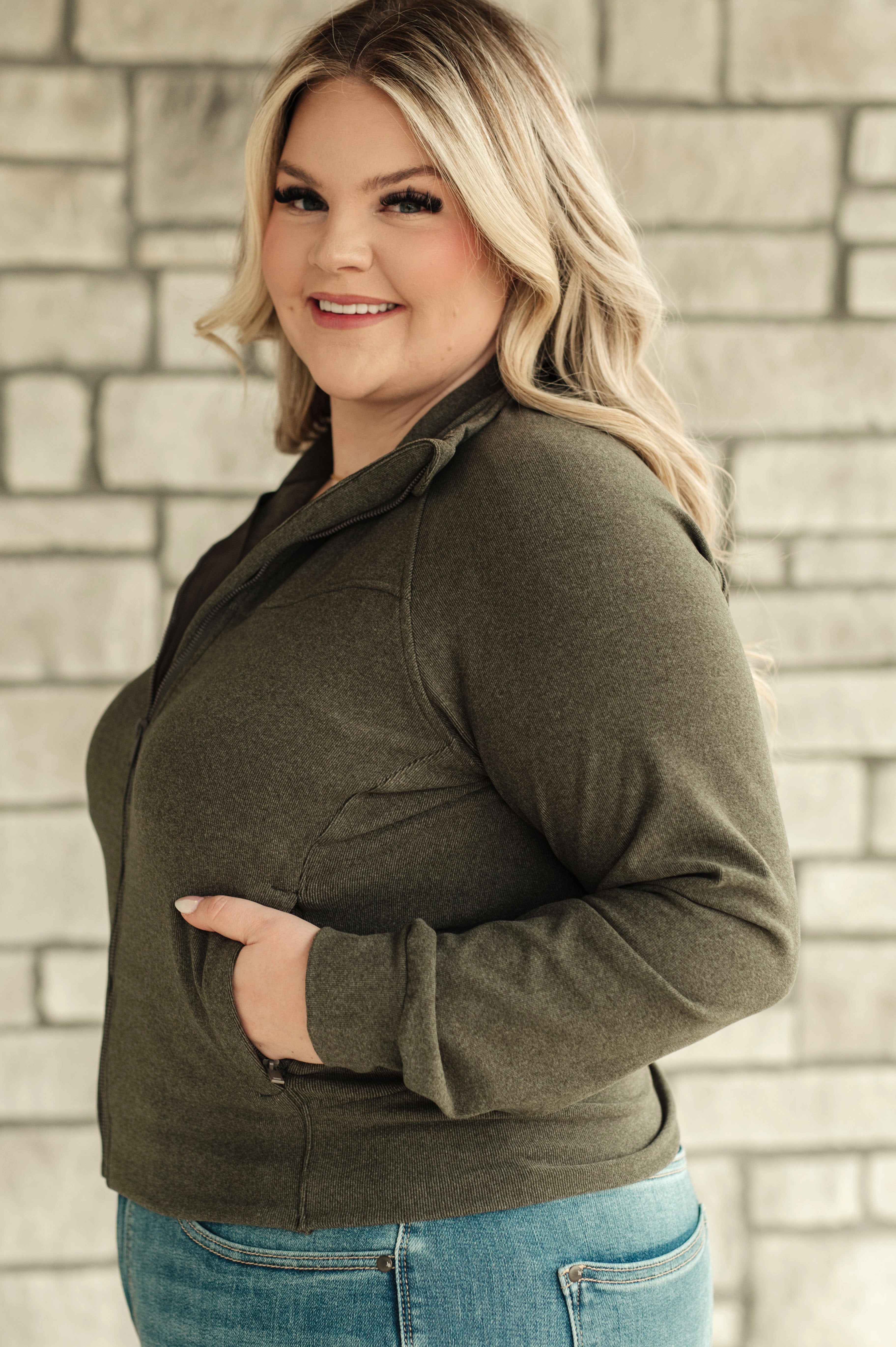 Where Are You Zip Up Jacket • Olive