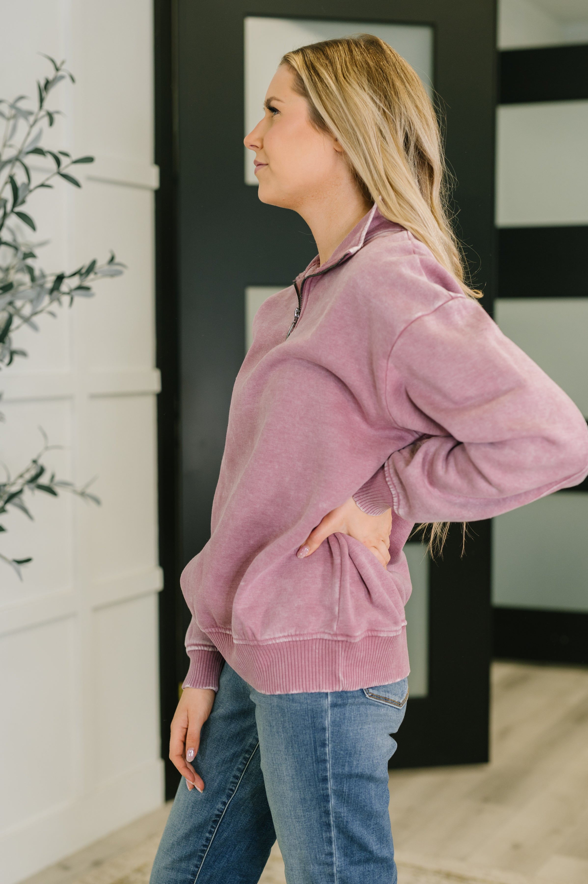 You Should Know Half Zip Pullover • Light Rose