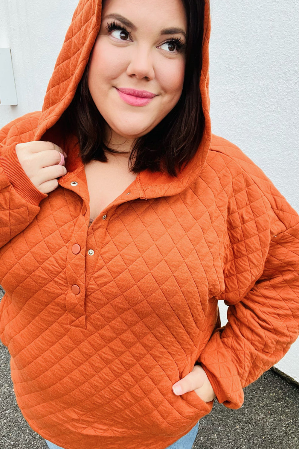 Feeling Bold Quilted Quarter Snap Hoodie