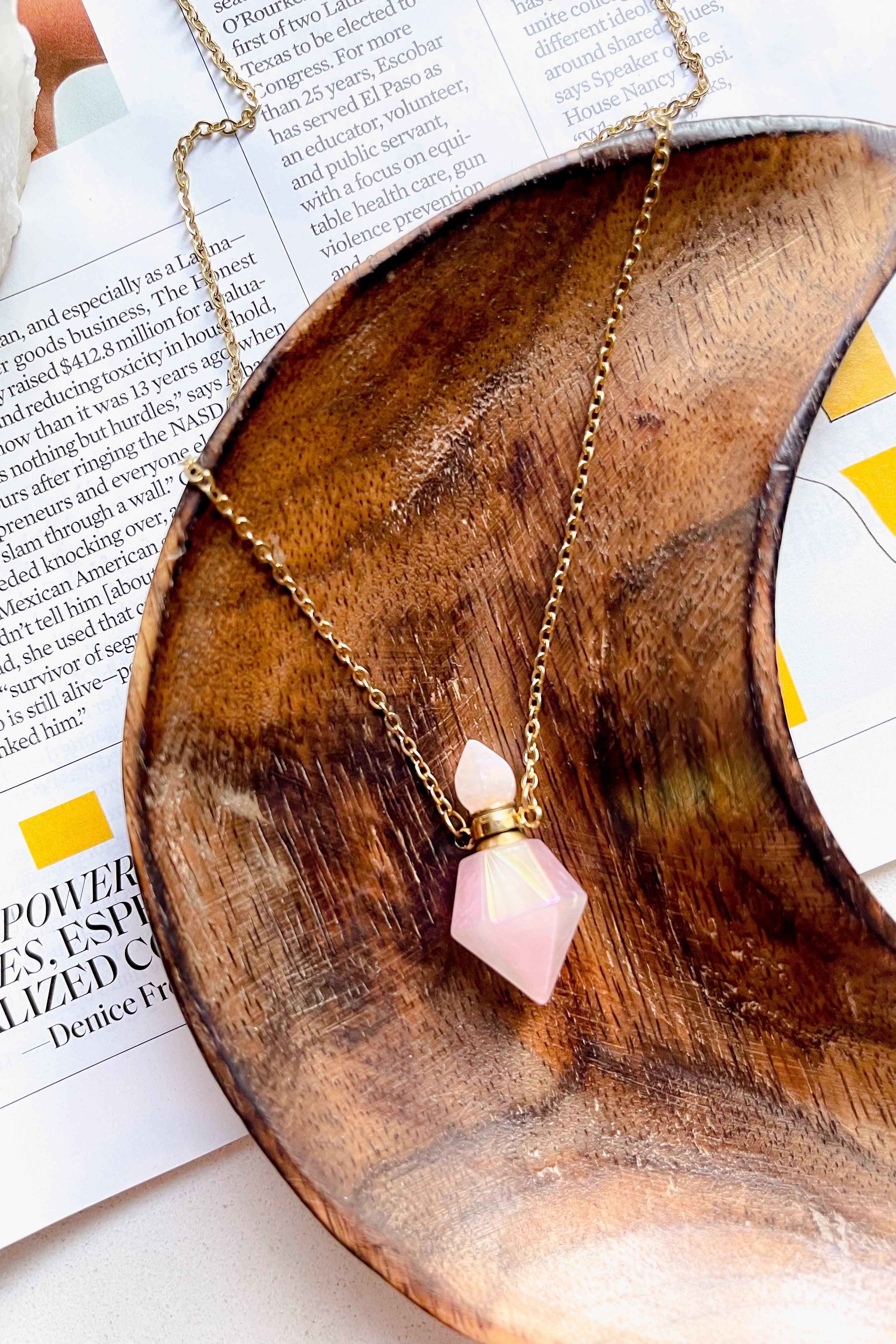 Rosie Rose Quartz Potion Bottle Necklace - Atomic Wildflower