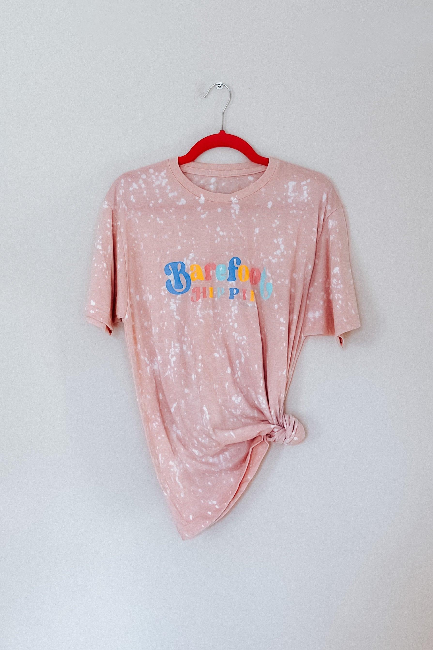 Barefoot Hippie Pink Bleached Tee - Atomic Wildflower