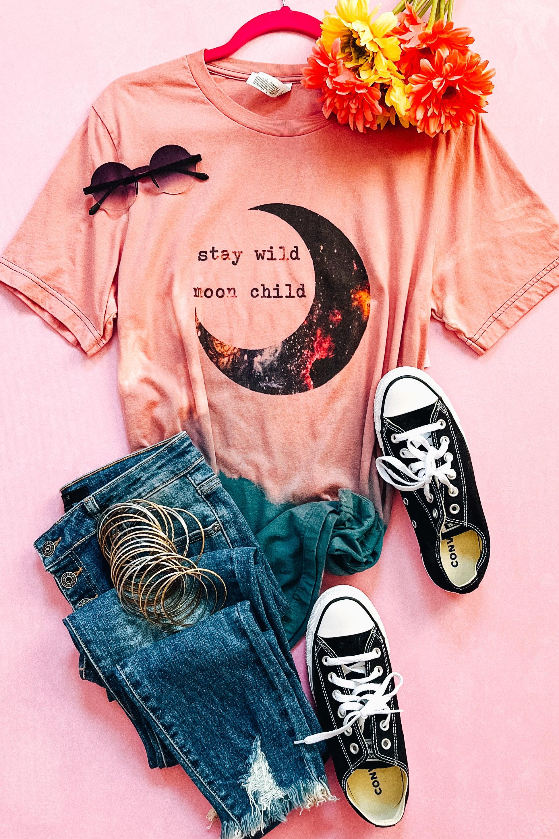 Stay Wild Moon Child Ombre Tee - Atomic Wildflower