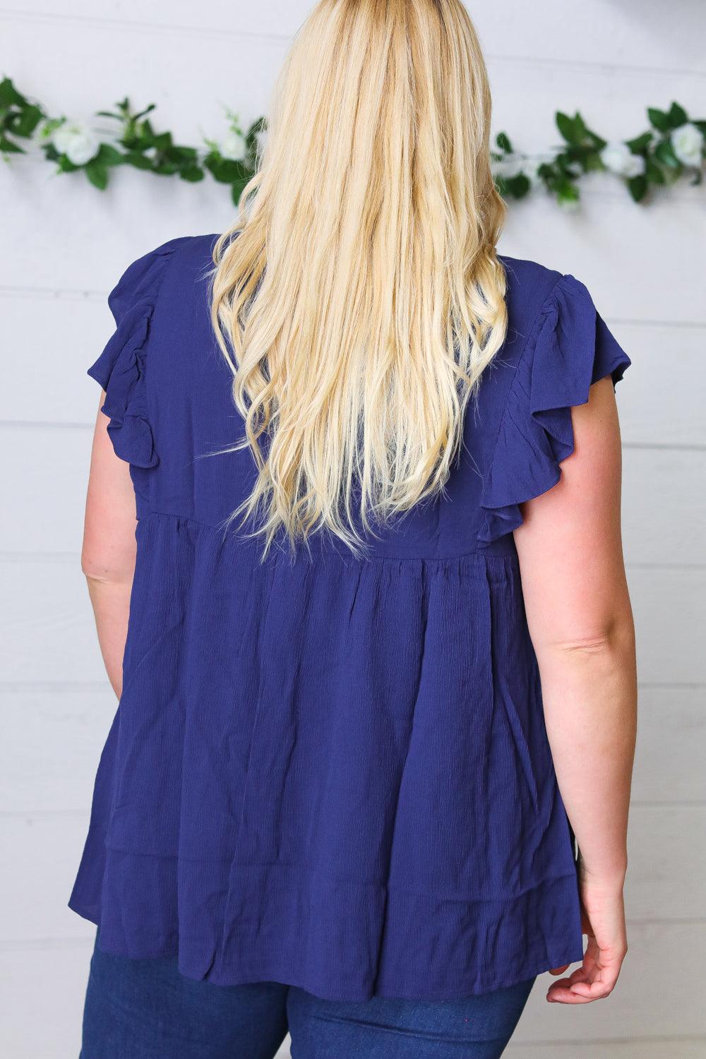 Plenty Of Love Embroidered Flutter Sleeve Top - Atomic Wildflower