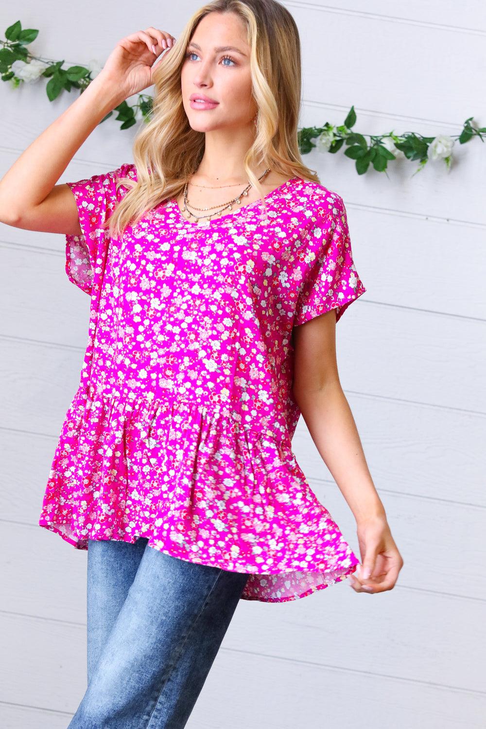 Baby Flower Floral Babydoll Top - Atomic Wildflower