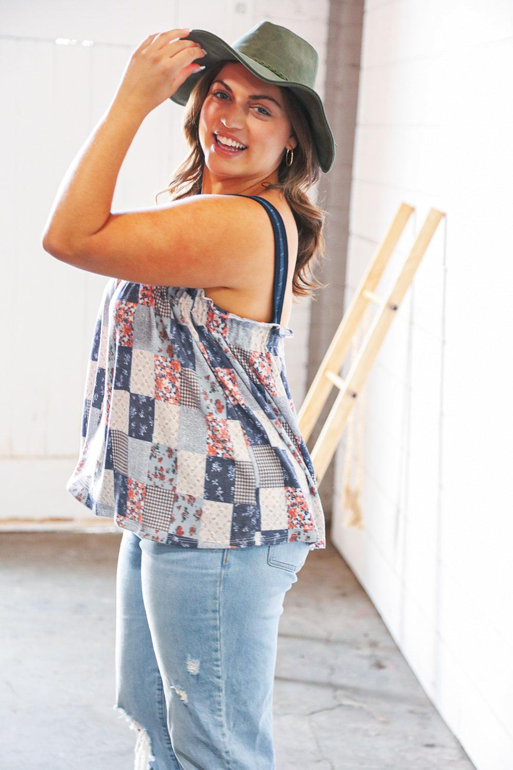 Bridget Boho Patchwork Knit Top - Atomic Wildflower