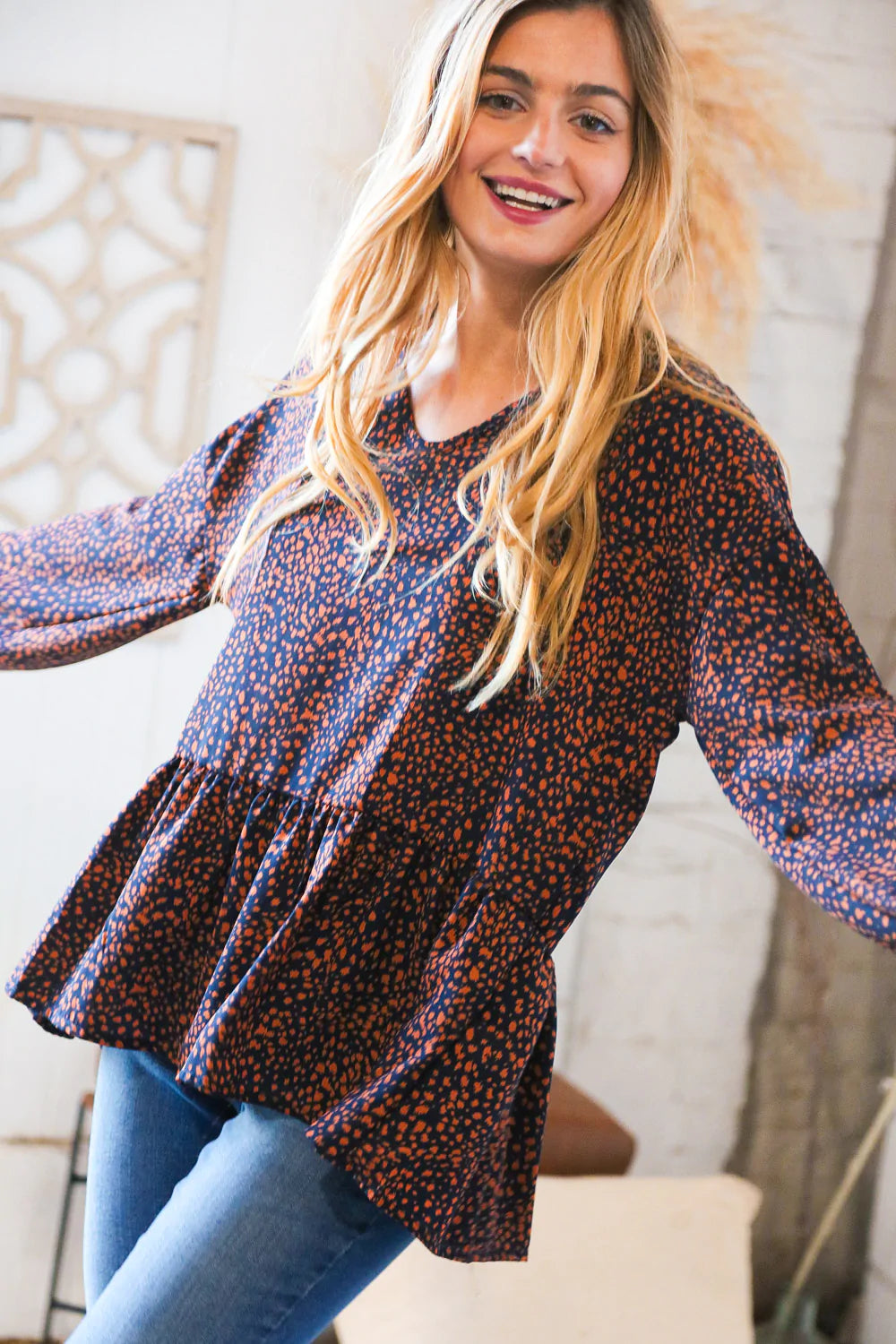All Along Woven Babydoll Top - Atomic Wildflower