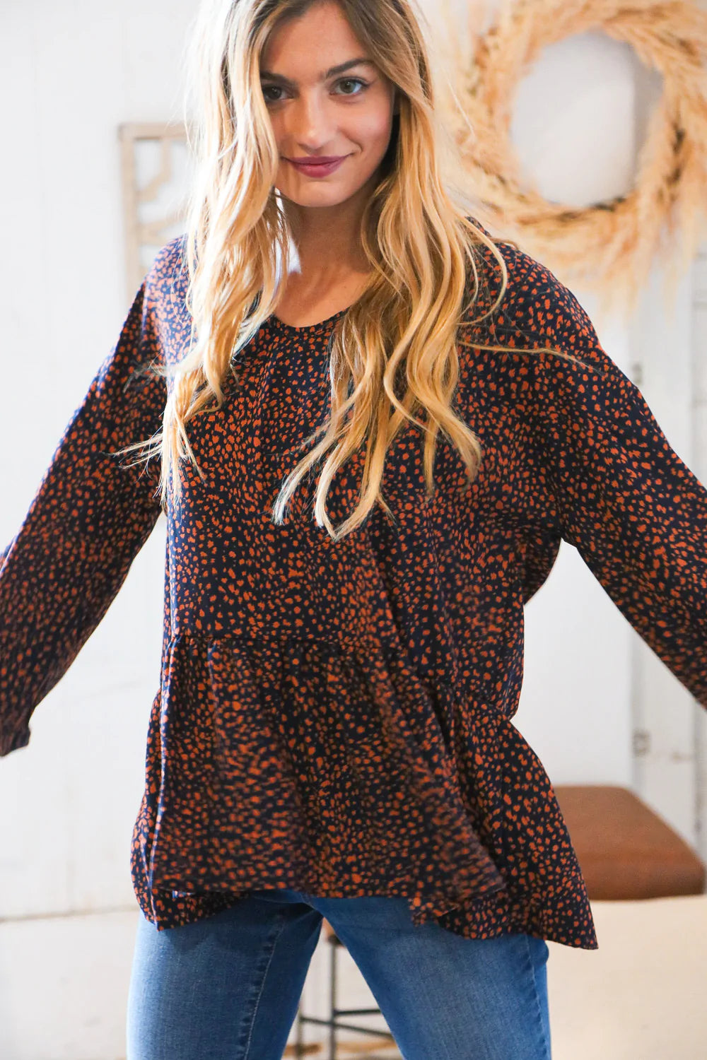 All Along Woven Babydoll Top - Atomic Wildflower