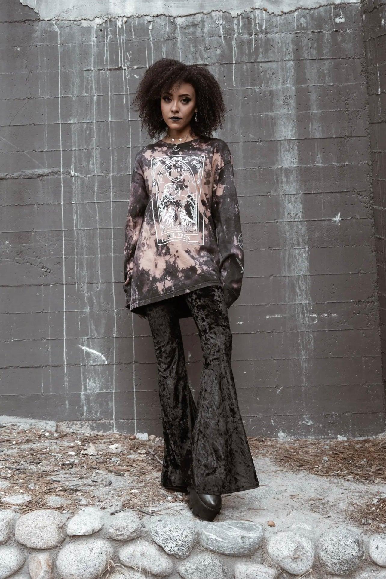 Venom Black Velvet Bell Bottoms - Atomic Wildflower