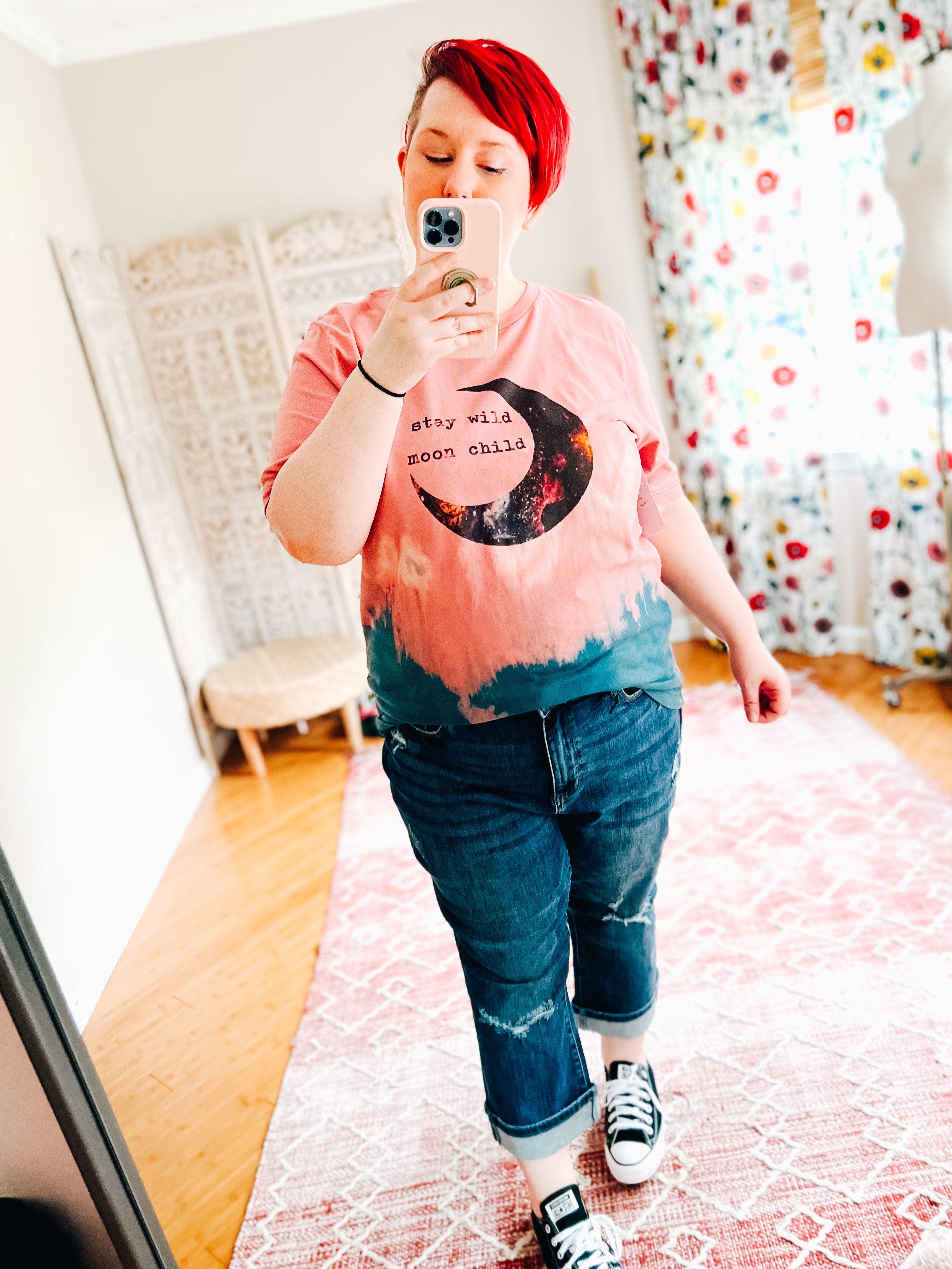 Stay Wild Moon Child Ombre Tee - Atomic Wildflower