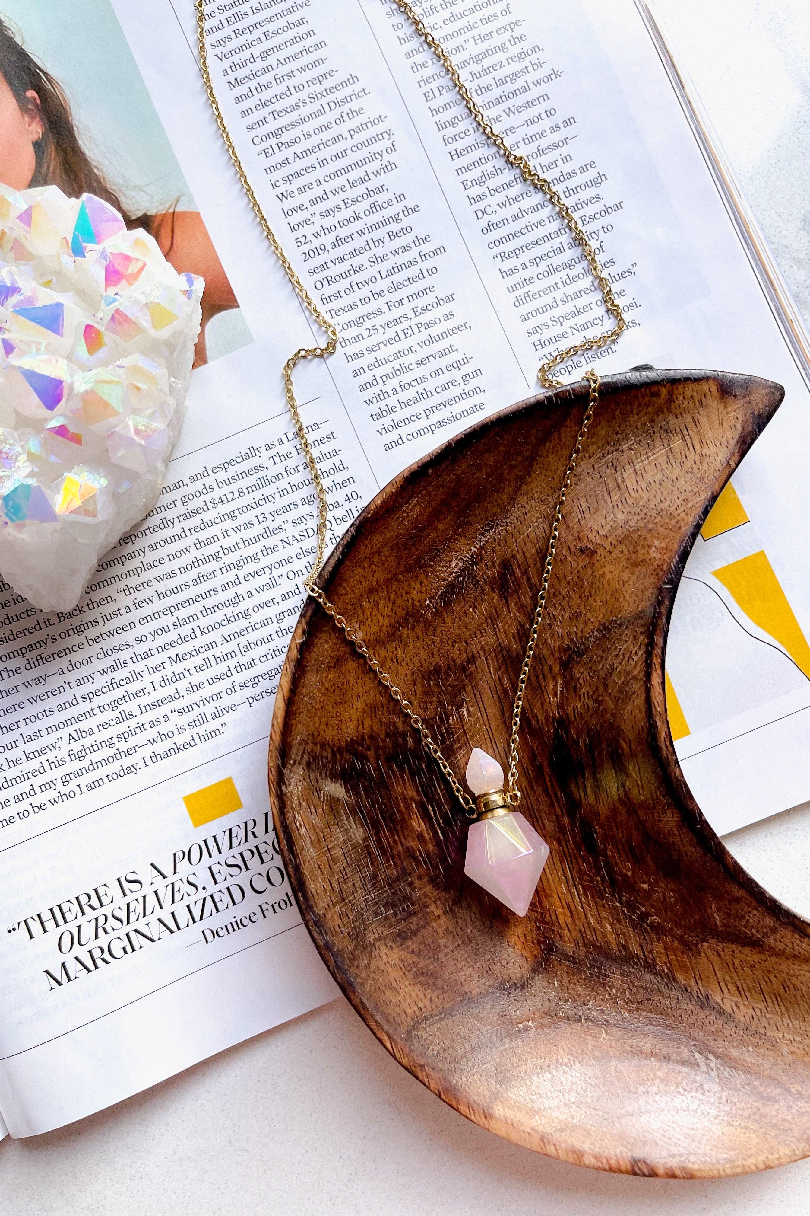 Rosie Rose Quartz Potion Bottle Necklace - Atomic Wildflower