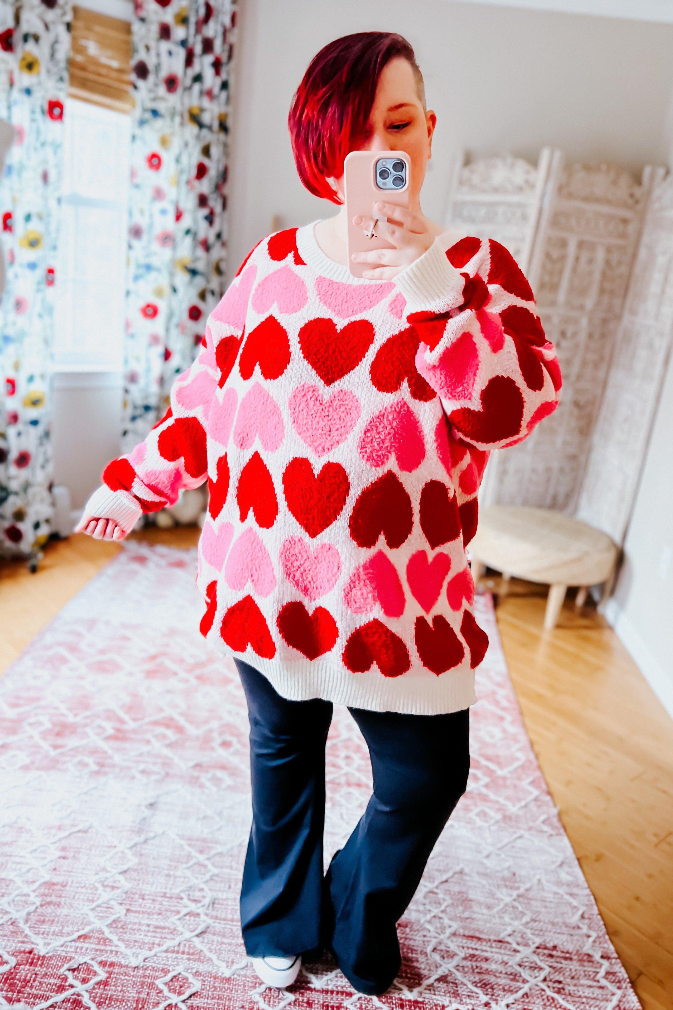 Heart To Heart Oversized Sweater - Atomic Wildflower