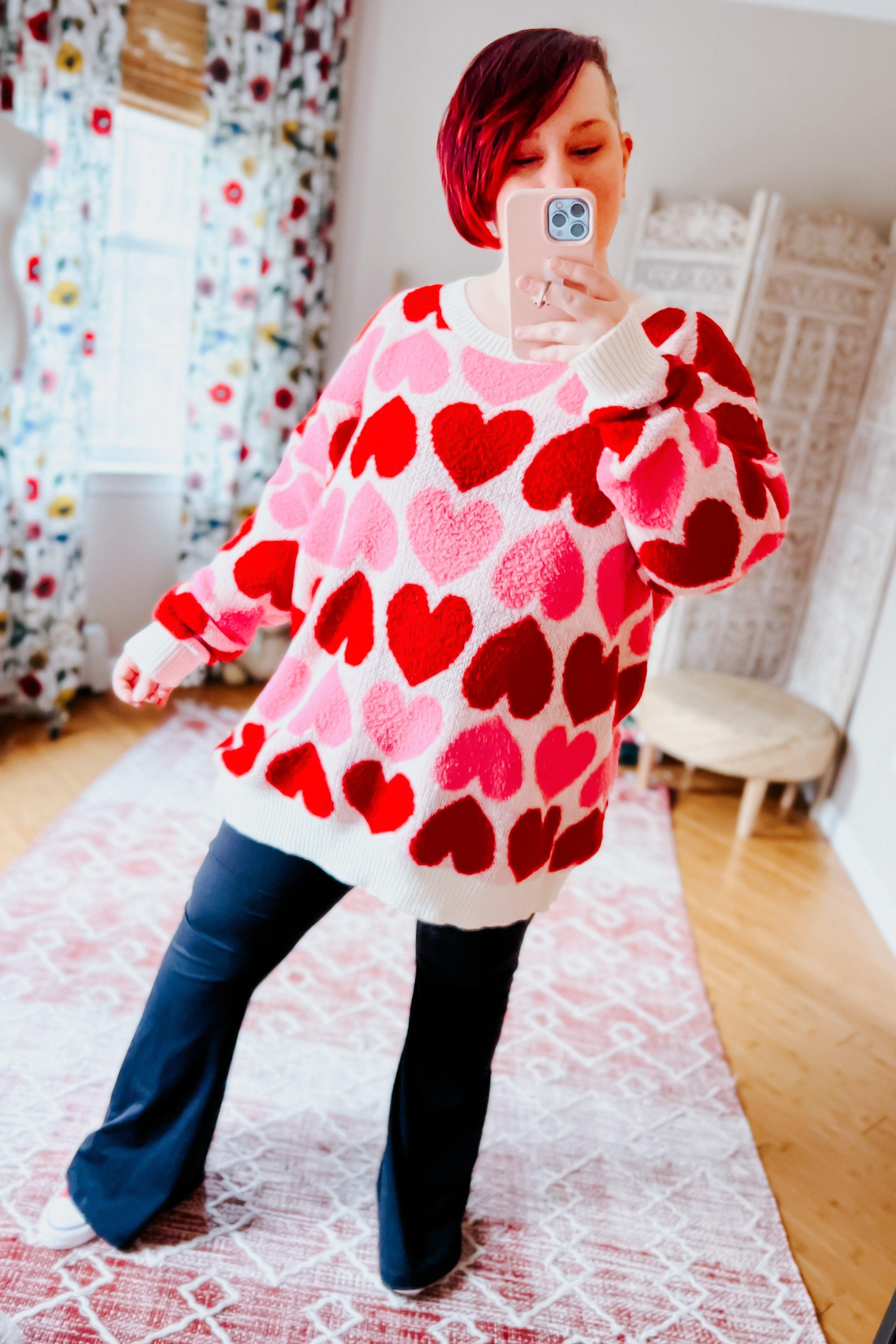 Heart To Heart Oversized Sweater - Atomic Wildflower