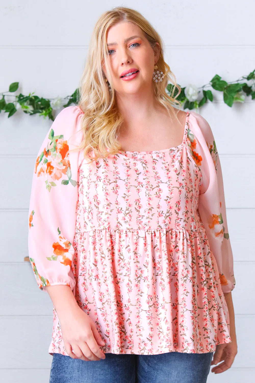 Lovers Picnic Chiffon Babydoll Blouse - Atomic Wildflower