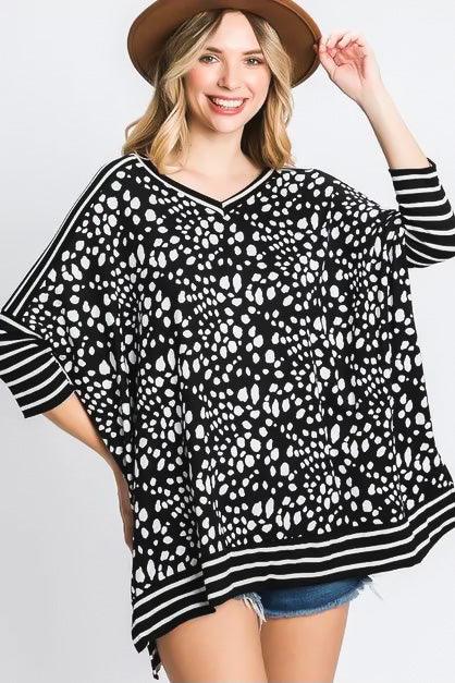 Mix It Up Mid Sleeve Tunic • Black - Atomic Wildflower