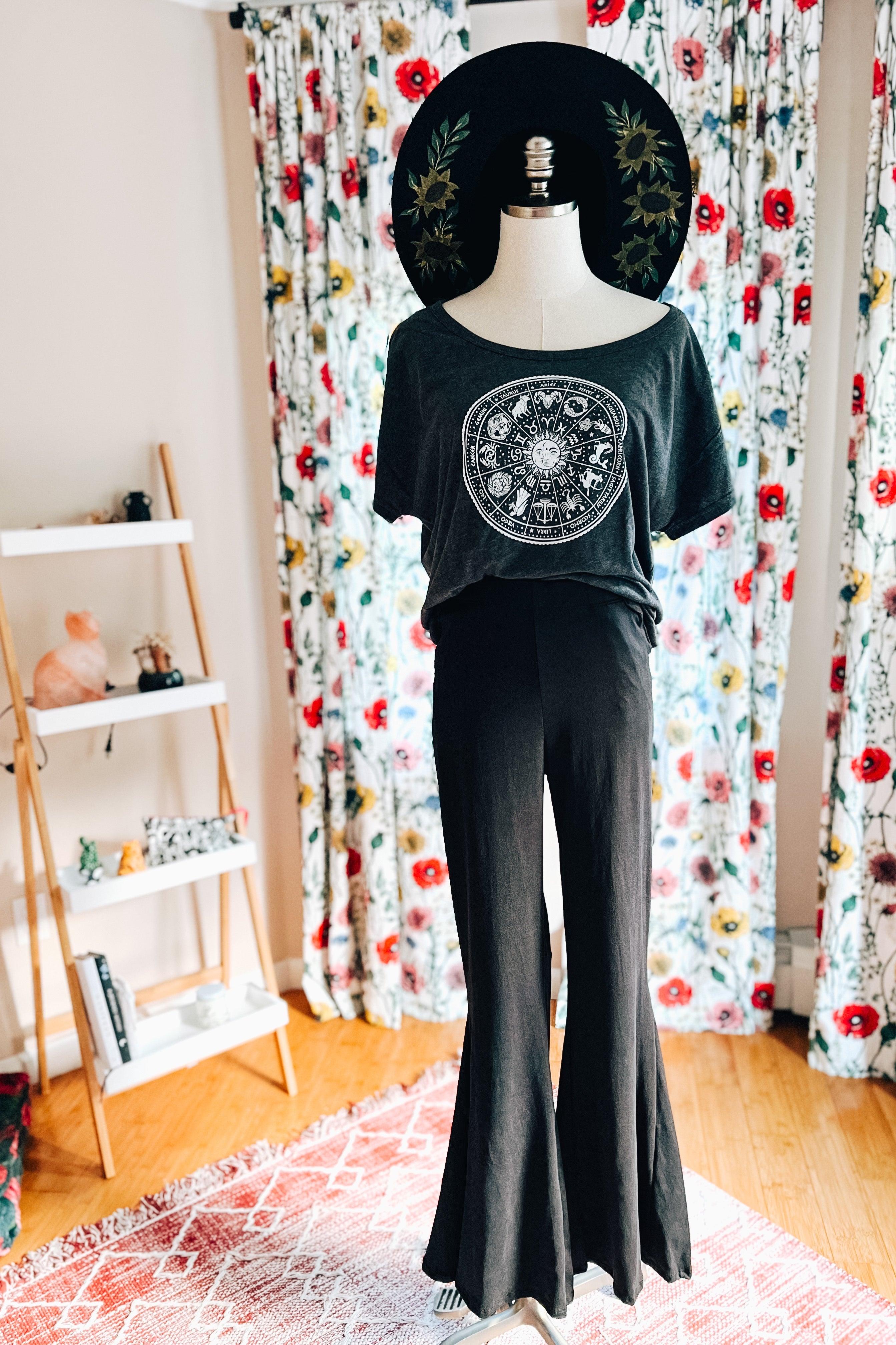 Never Basic Black Flared Pants - Atomic Wildflower