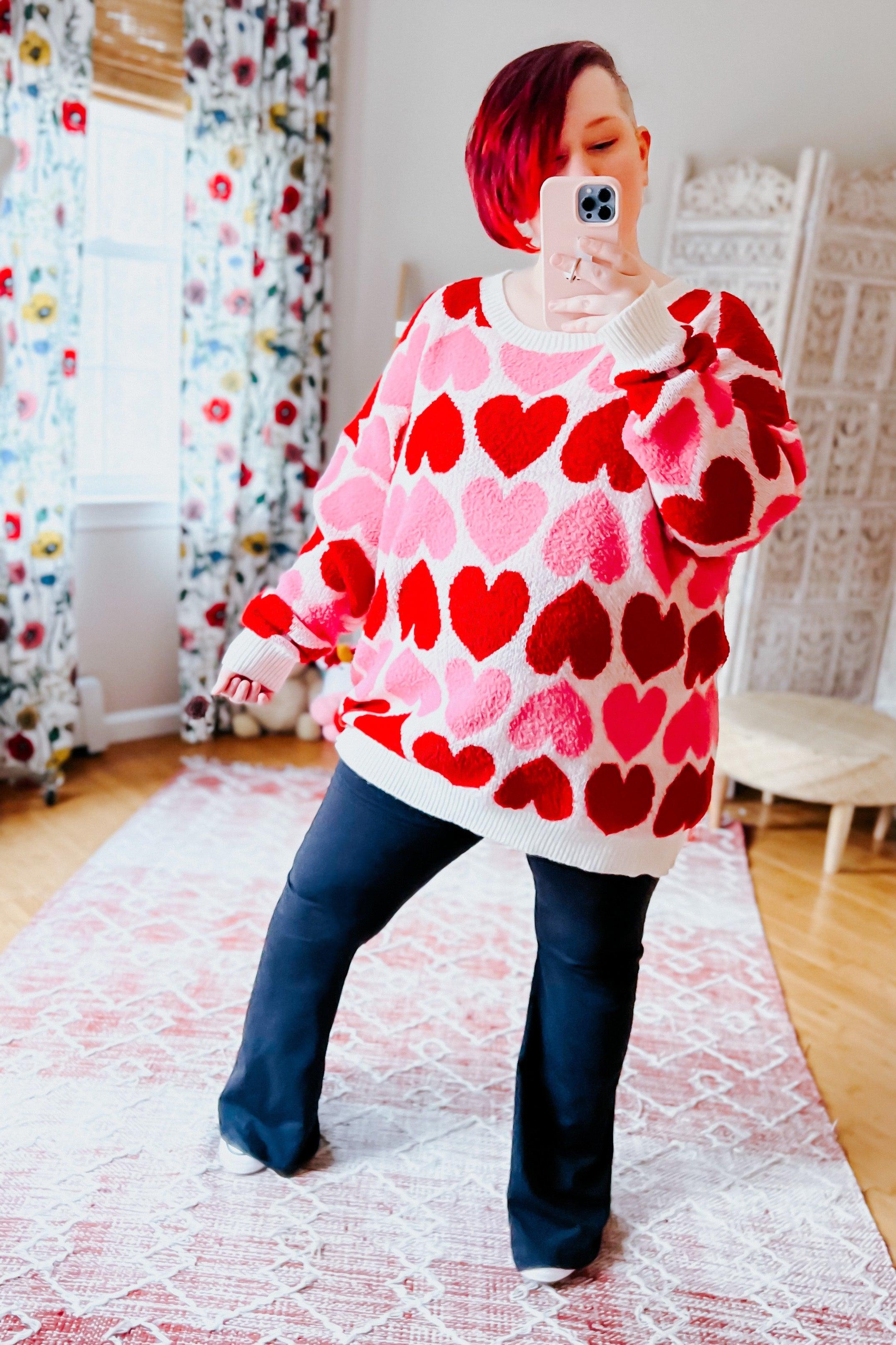 Heart To Heart Oversized Sweater - Atomic Wildflower