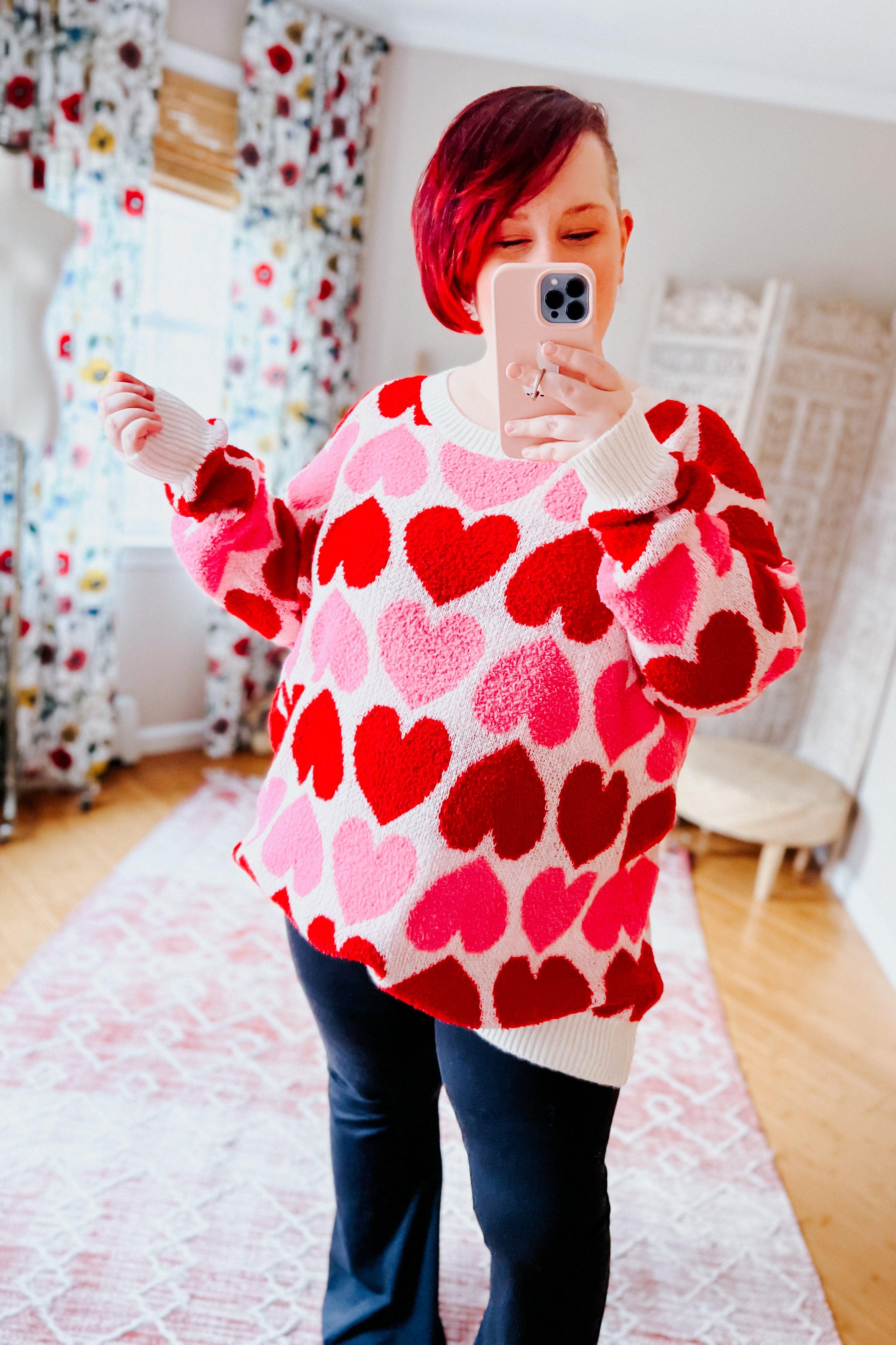 Heart To Heart Oversized Sweater - Atomic Wildflower