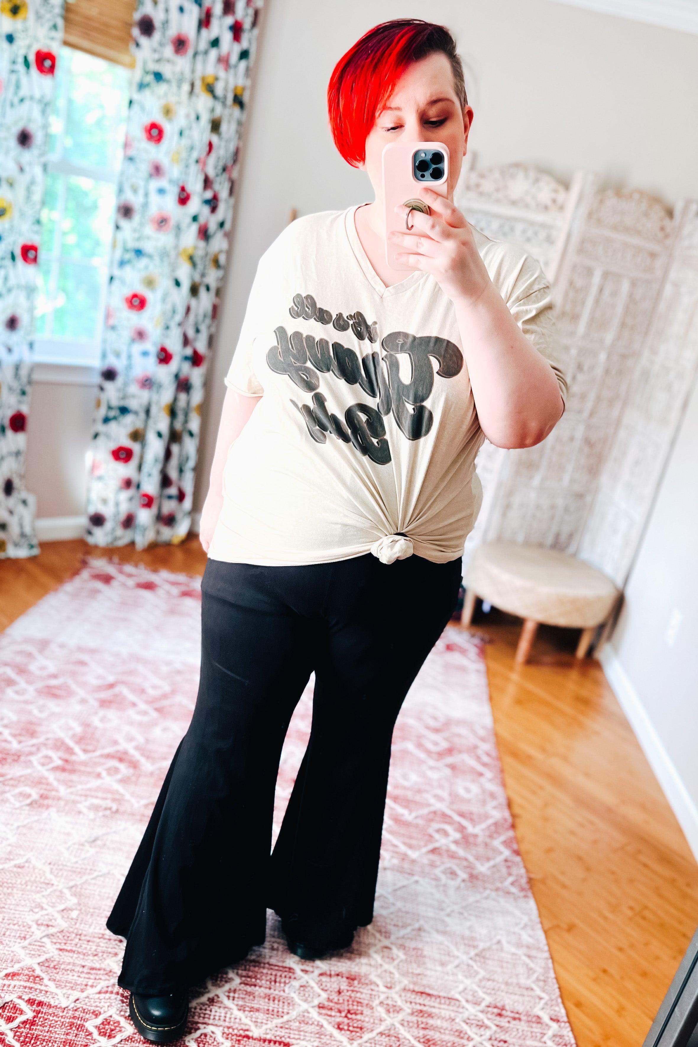 Never Basic Black Flared Pants - Atomic Wildflower