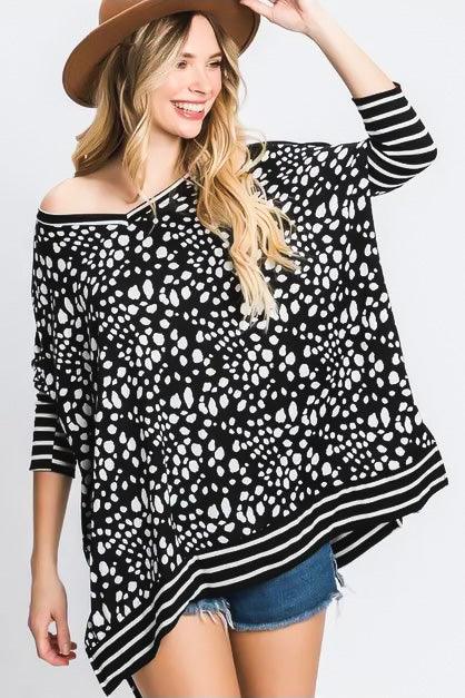 Mix It Up Mid Sleeve Tunic • Black - Atomic Wildflower