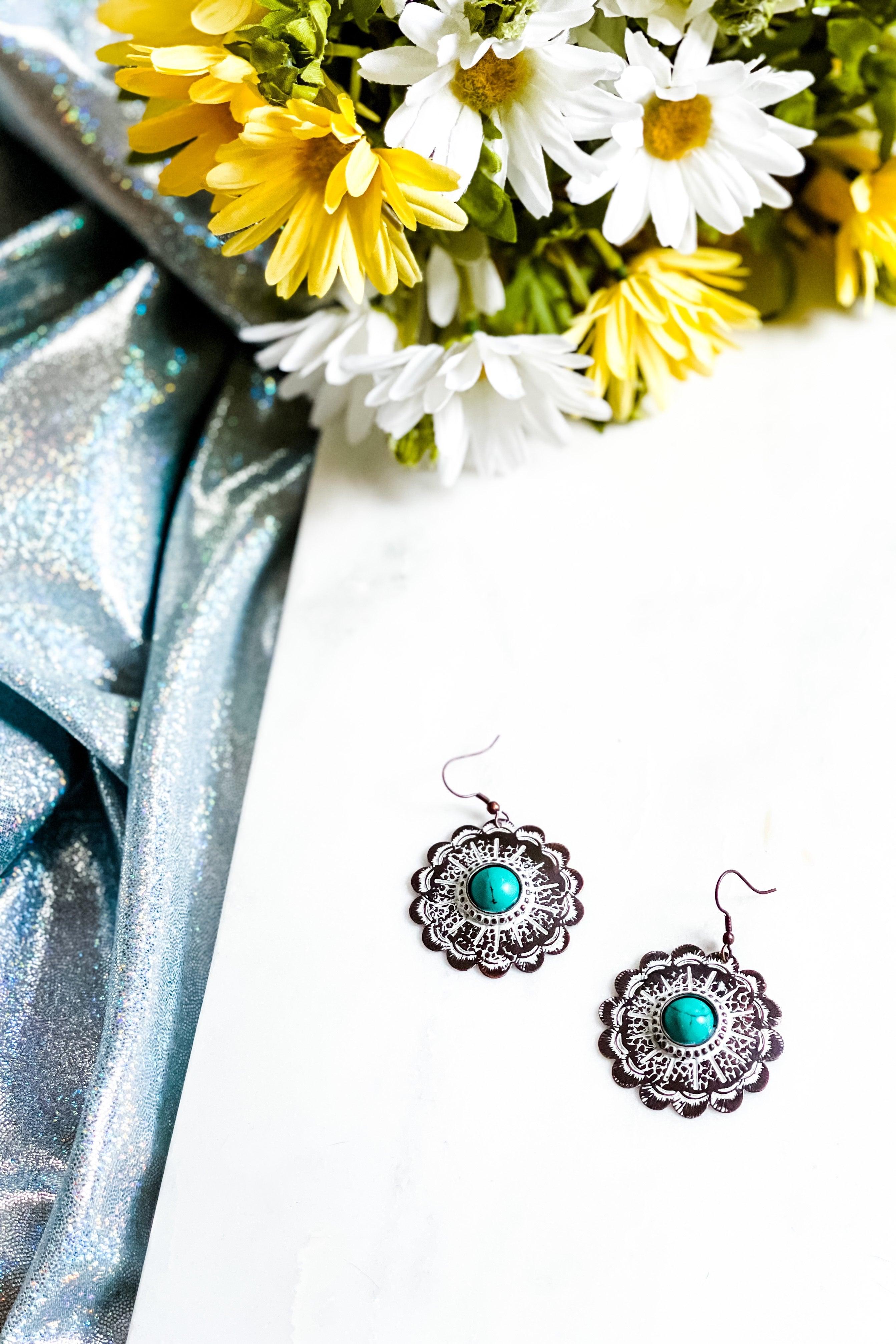 Rustic Flower Power Drop Earrings - Atomic Wildflower