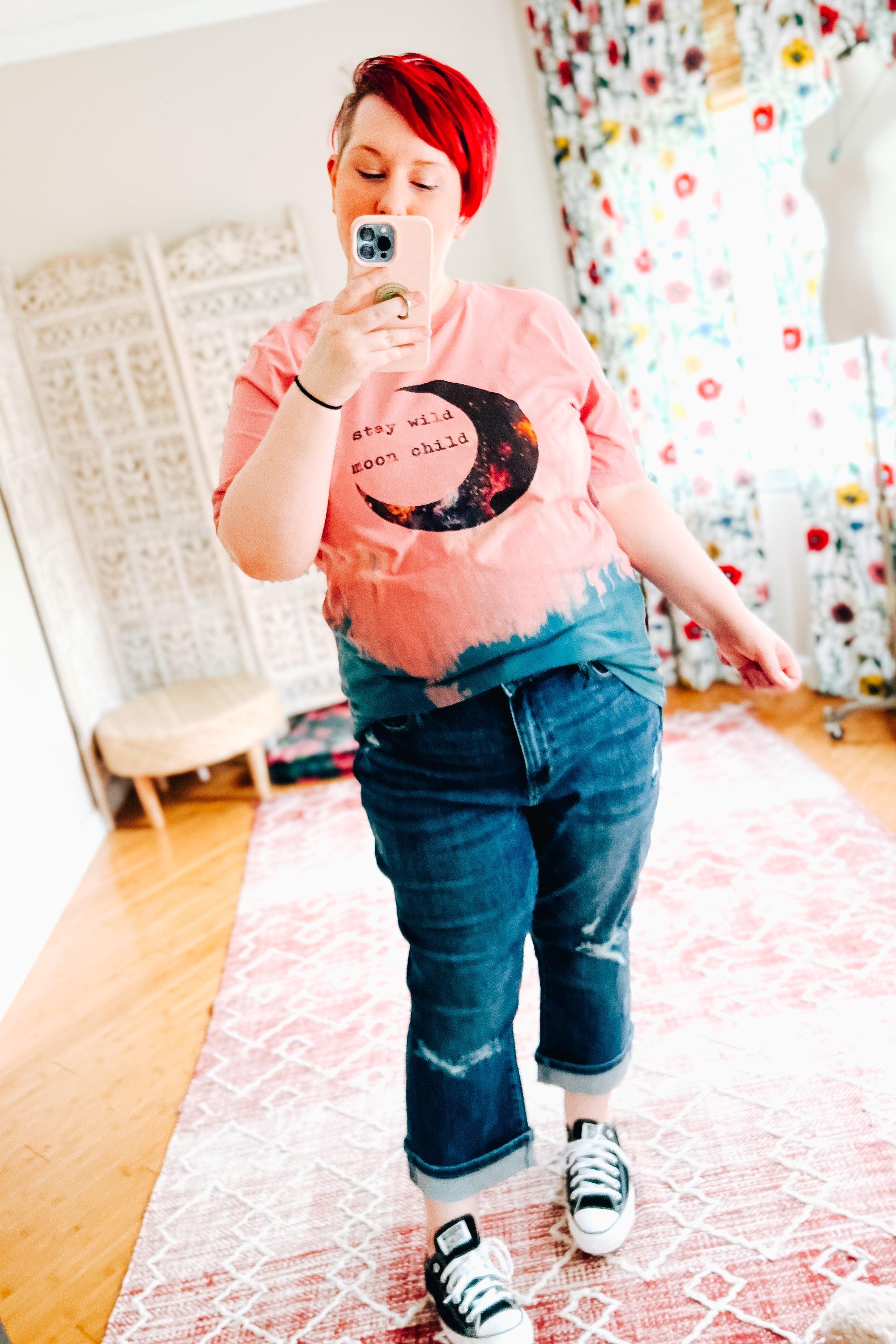 Stay Wild Moon Child Ombre Tee - Atomic Wildflower